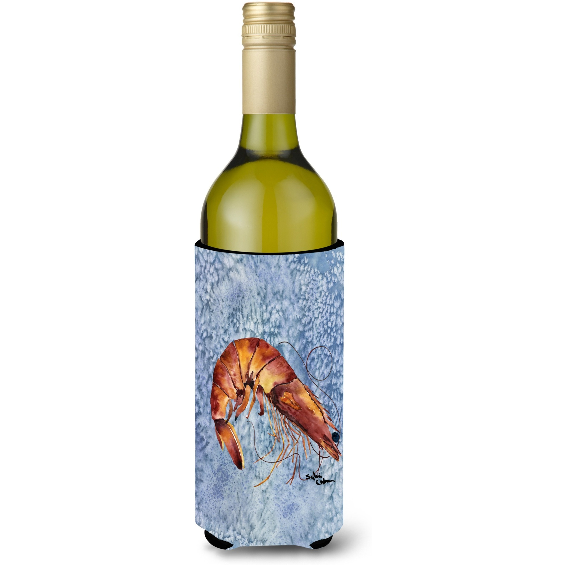 Cooked Shrimp Cool Blue Water Wine Bottle Beverage Insulator Beverage Insulator Hugger