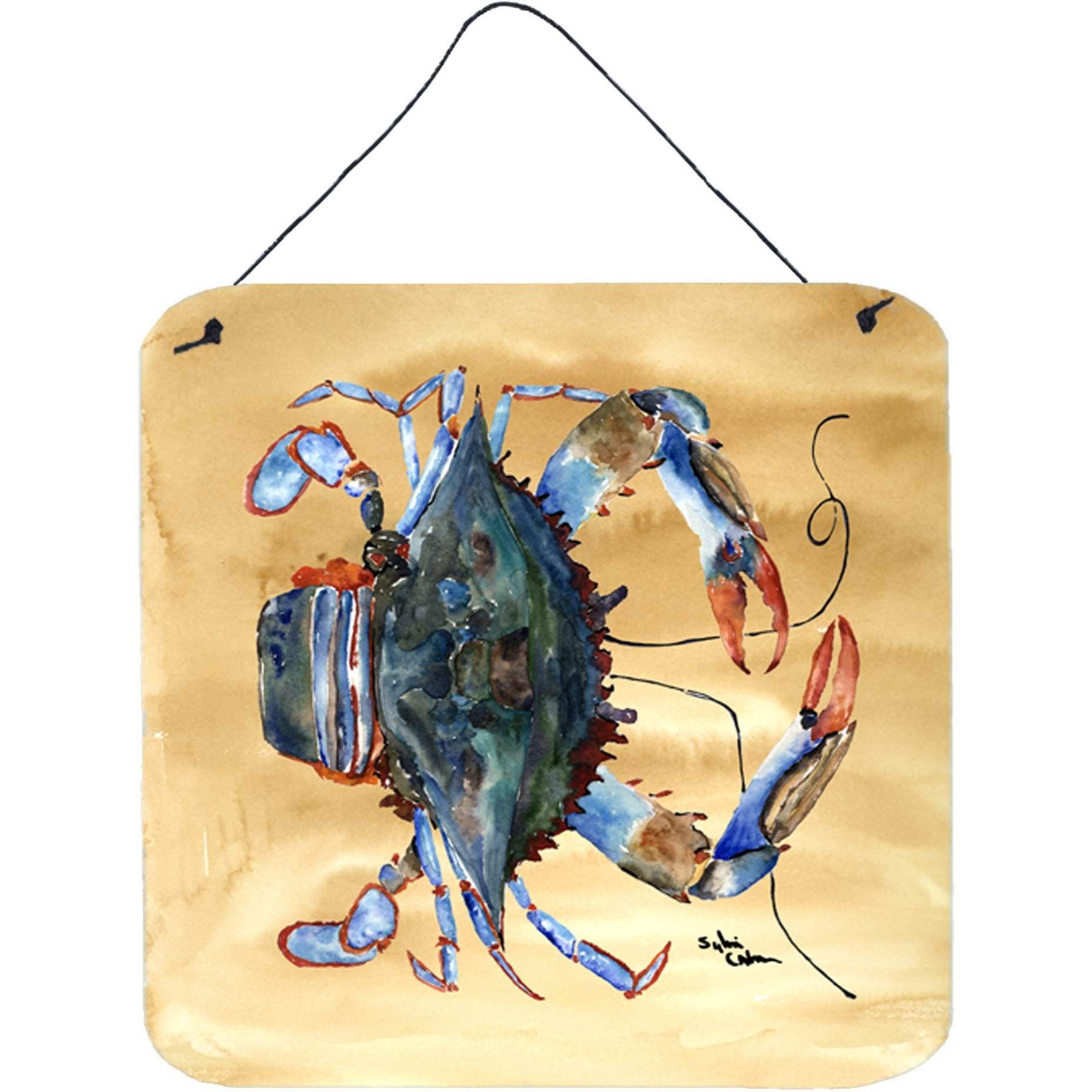 &quotCaroline's Treasures 8156DS66 Crab Aluminum Metal Wall or Door Hanging Prints, 6 x 6"", Multicolor"
