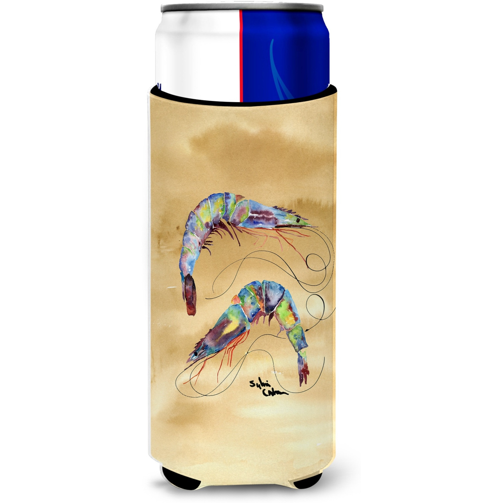 Shrimp  Sandy Beach Ultra Beverage Insulators for slim cans 8158MUK