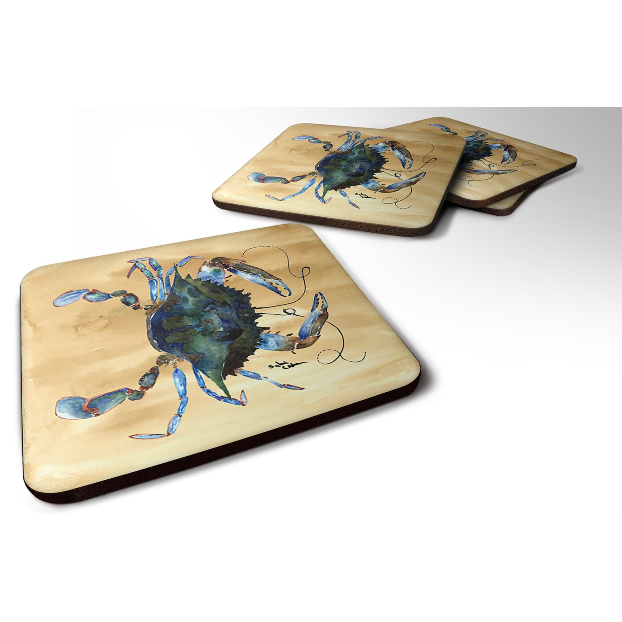 &quotCaroline's Treasures 8159FC Crab Foam Coasters (Set of 4), 3.5"" H x 3.5"" W, Multicolor"