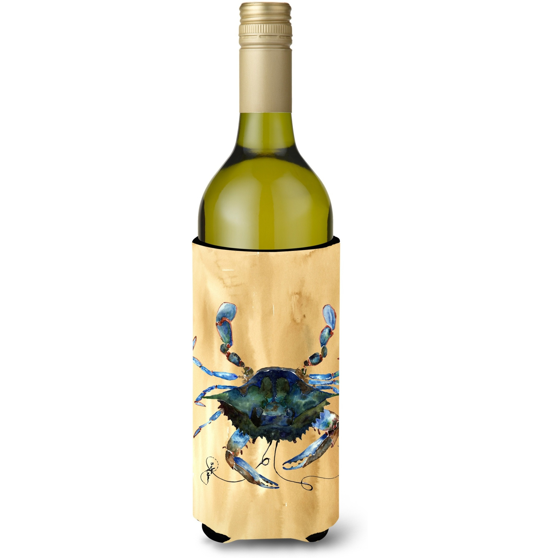 Blue Male Crab  Sandy Beach Wine Bottle Beverage Insulator Beverage Insulator Hugger