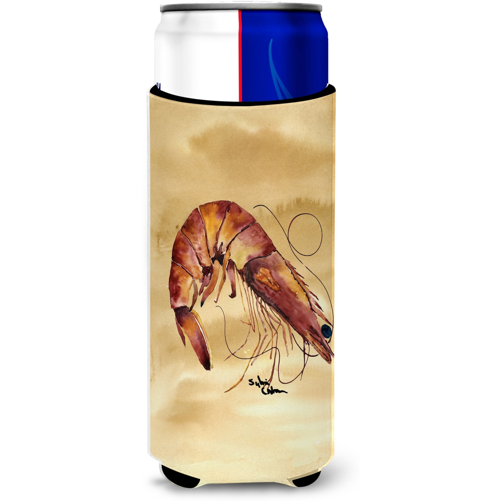 Shrimp  Sandy Beach Ultra Beverage Insulators for slim cans 8161MUK