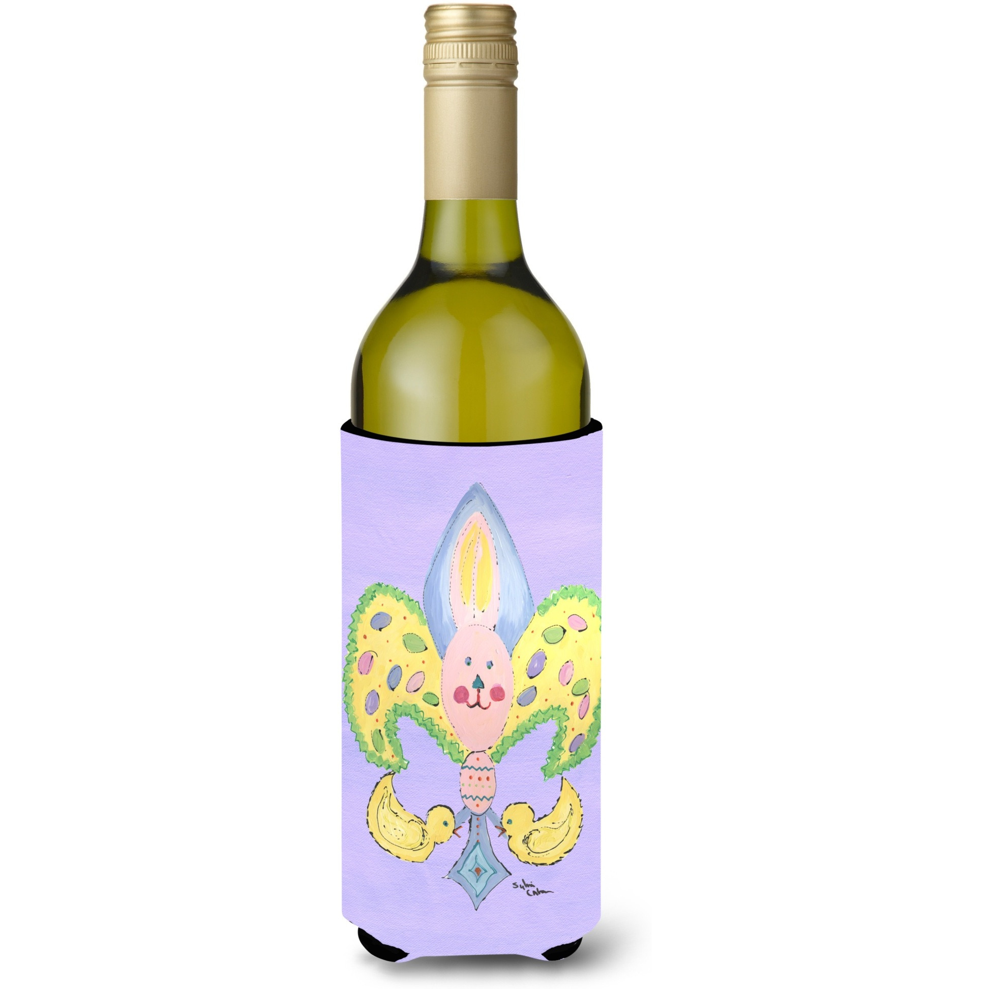 Easter Bunny Fleur de lis Wine Bottle Beverage Insulator Beverage Insulator Hugger