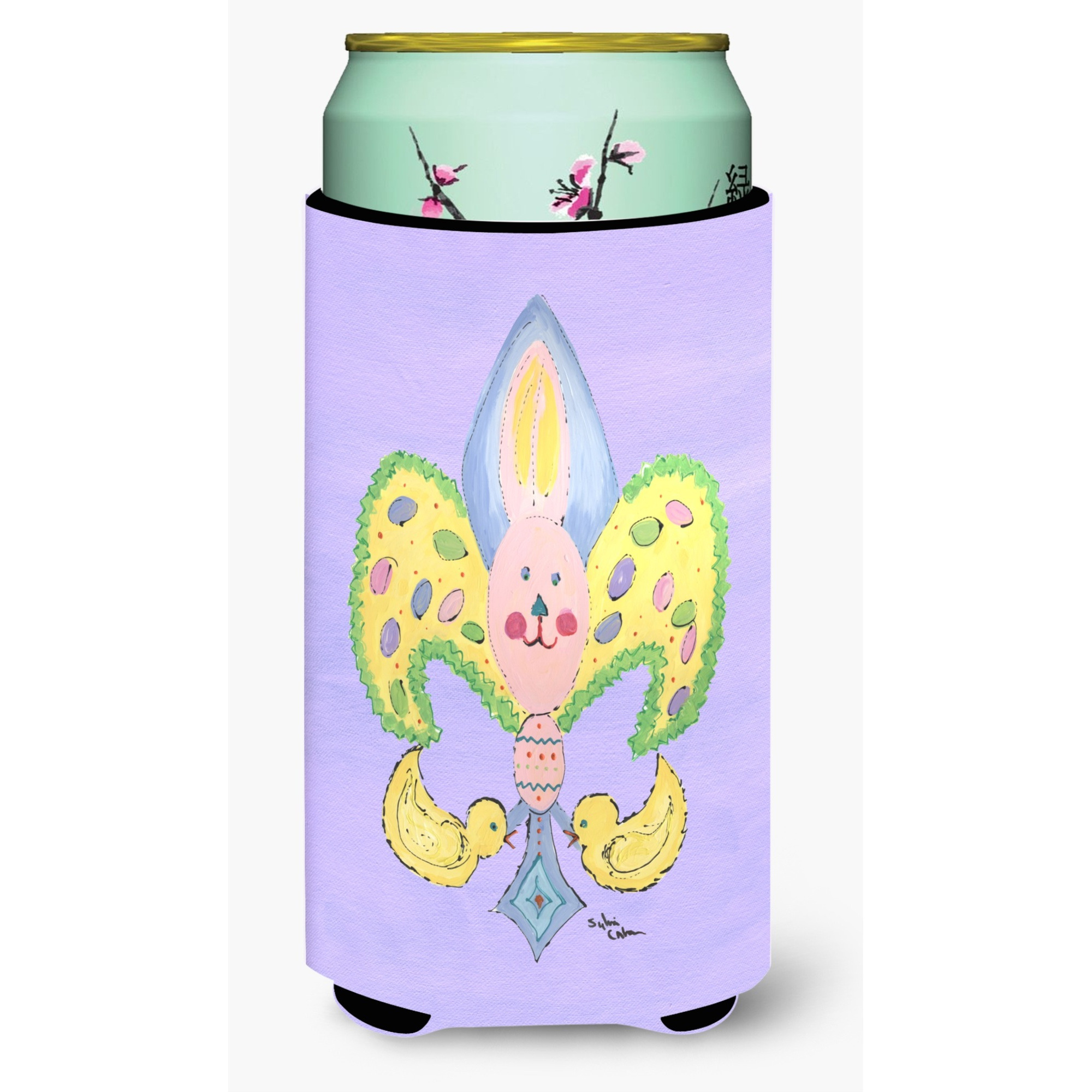 Easter Bunny Fleur de lis Tall Boy Beverage Insulator Beverage Insulator Hugger