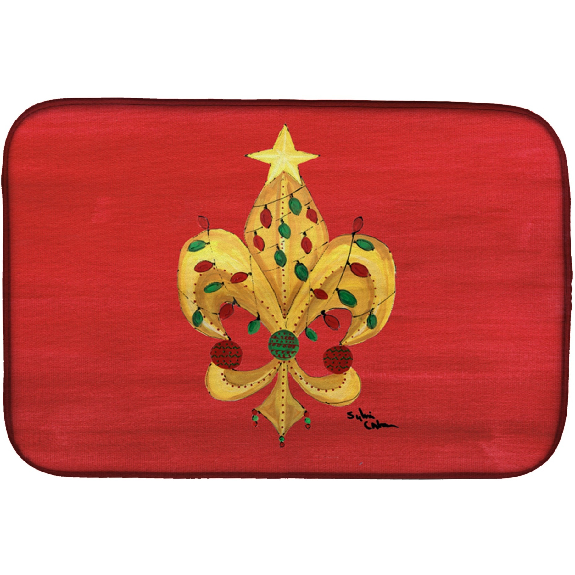 &quotCaroline's Treasures Christmas Tree With Lights Dish Drying Mat, 14"" x 21"", Multicolor"