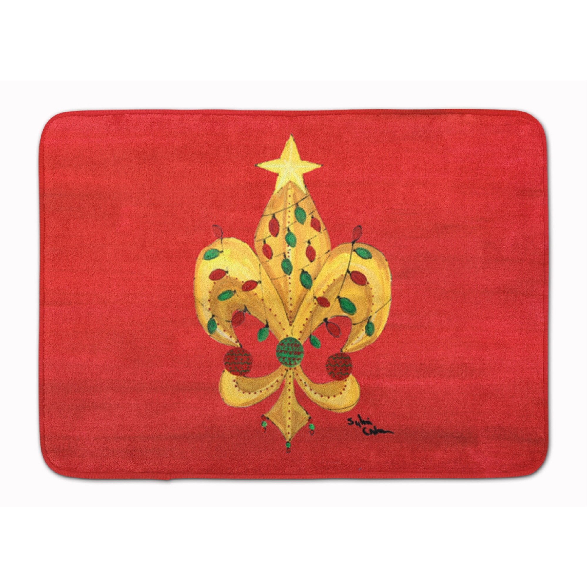 &quotCaroline's Treasures Christmas Fleur de lis Tree with lights Floor Mat, 19"" x 27"", Multicolor"