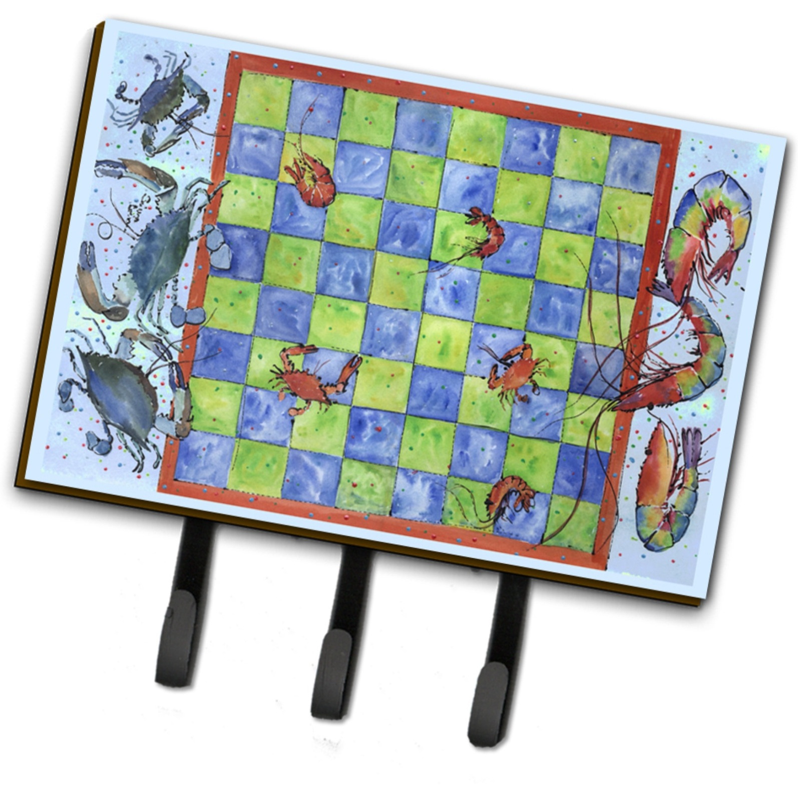 &quotCaroline's Treasures 8196TH68 Crab and Shrimp Checkerboard Leash or Key Holder, Large, Multicolor"