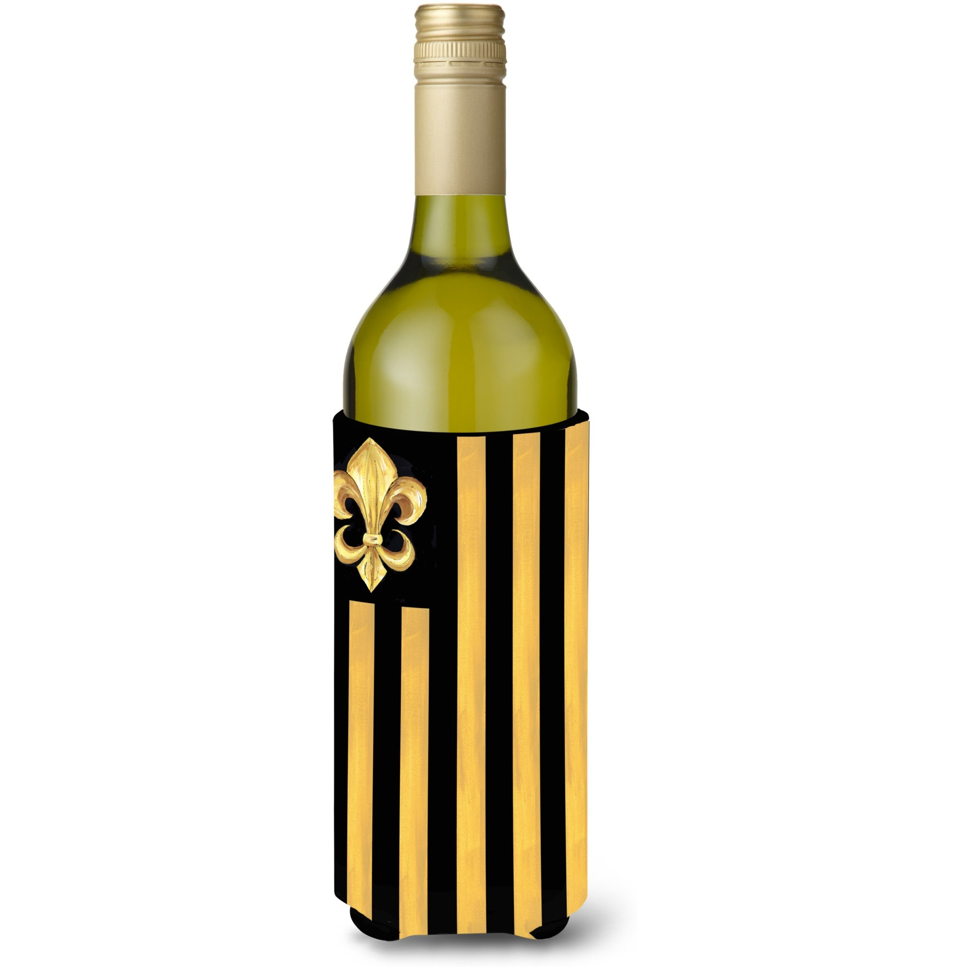 Black Gold Fleur de lis Nation Wine Bottle Beverage Insulator Beverage Insulator Hugger
