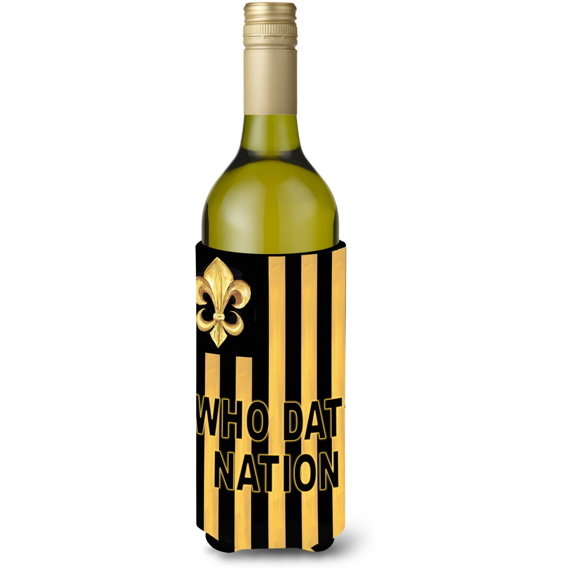 Black Gold Fleur de lis Wine Bottle Beverage Insulator Beverage Insulator Hugger