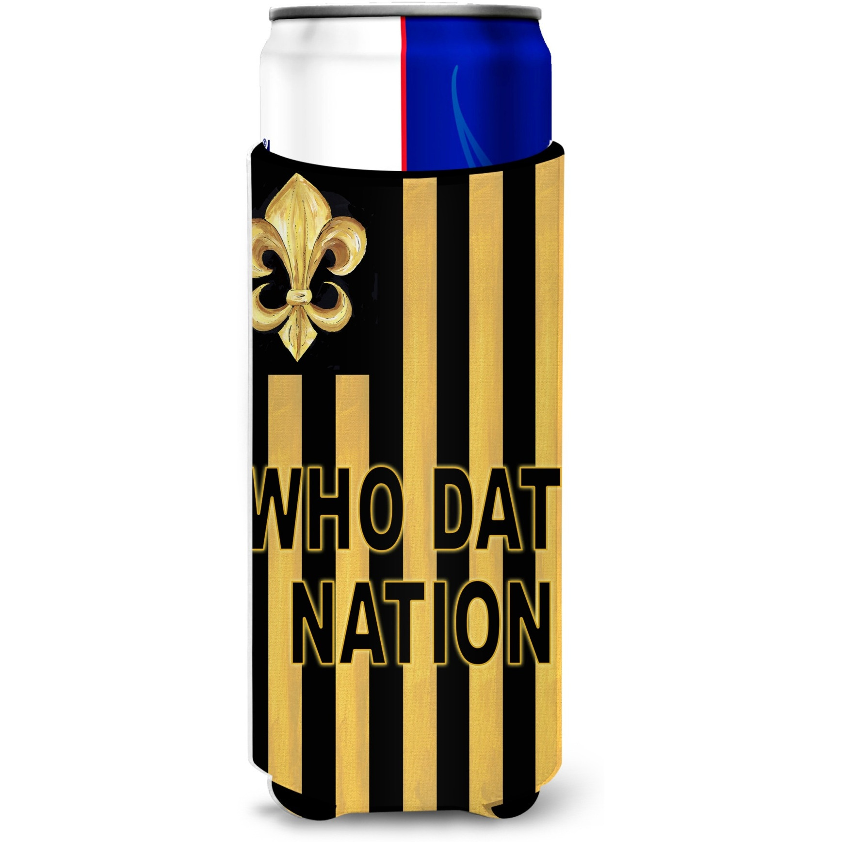 Black Gold Fleur de lis Ultra Beverage Insulators for slim cans 8199MUK