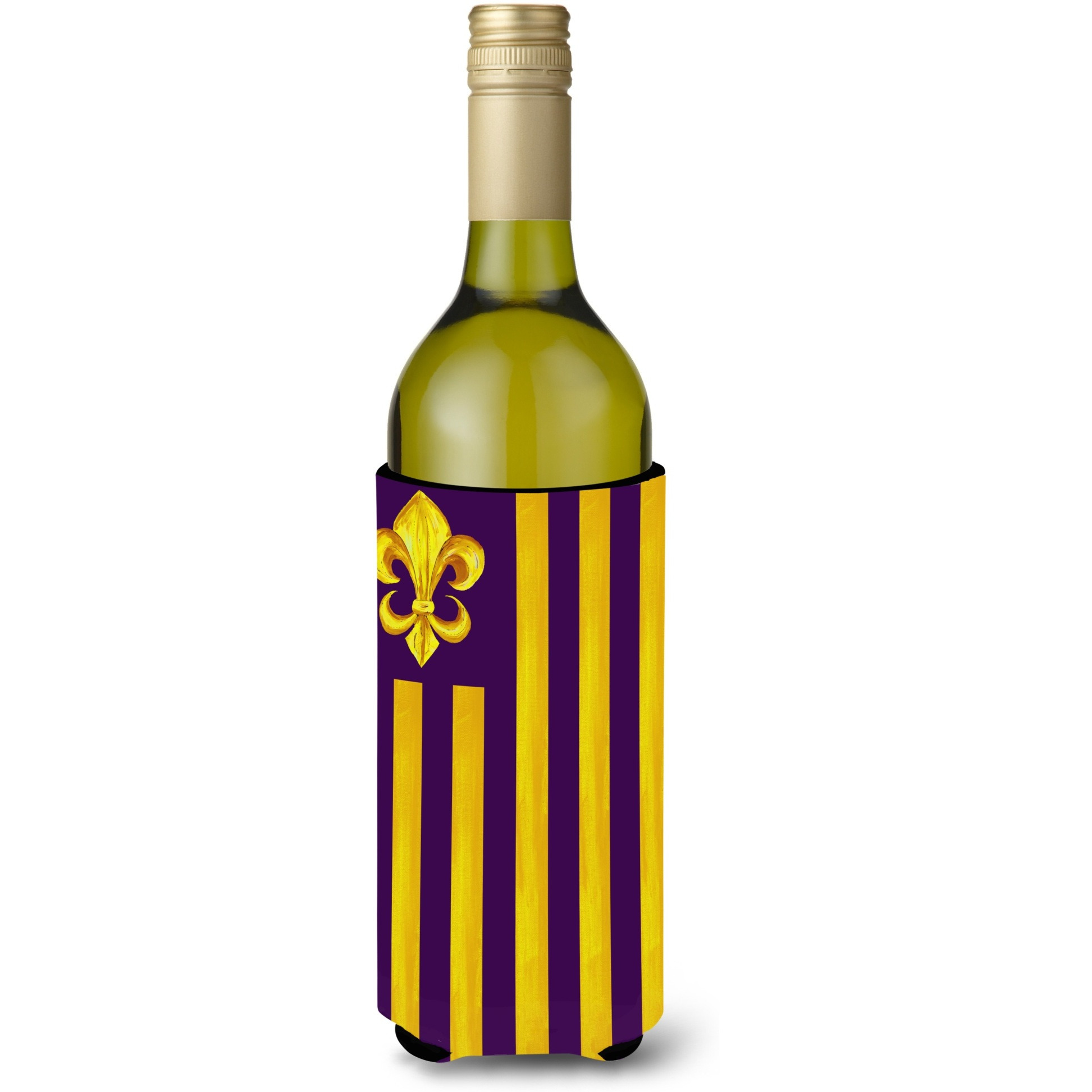 Purple and Gold Fleur de lis Wine Bottle Beverage Insulator Beverage Insulator Hugger