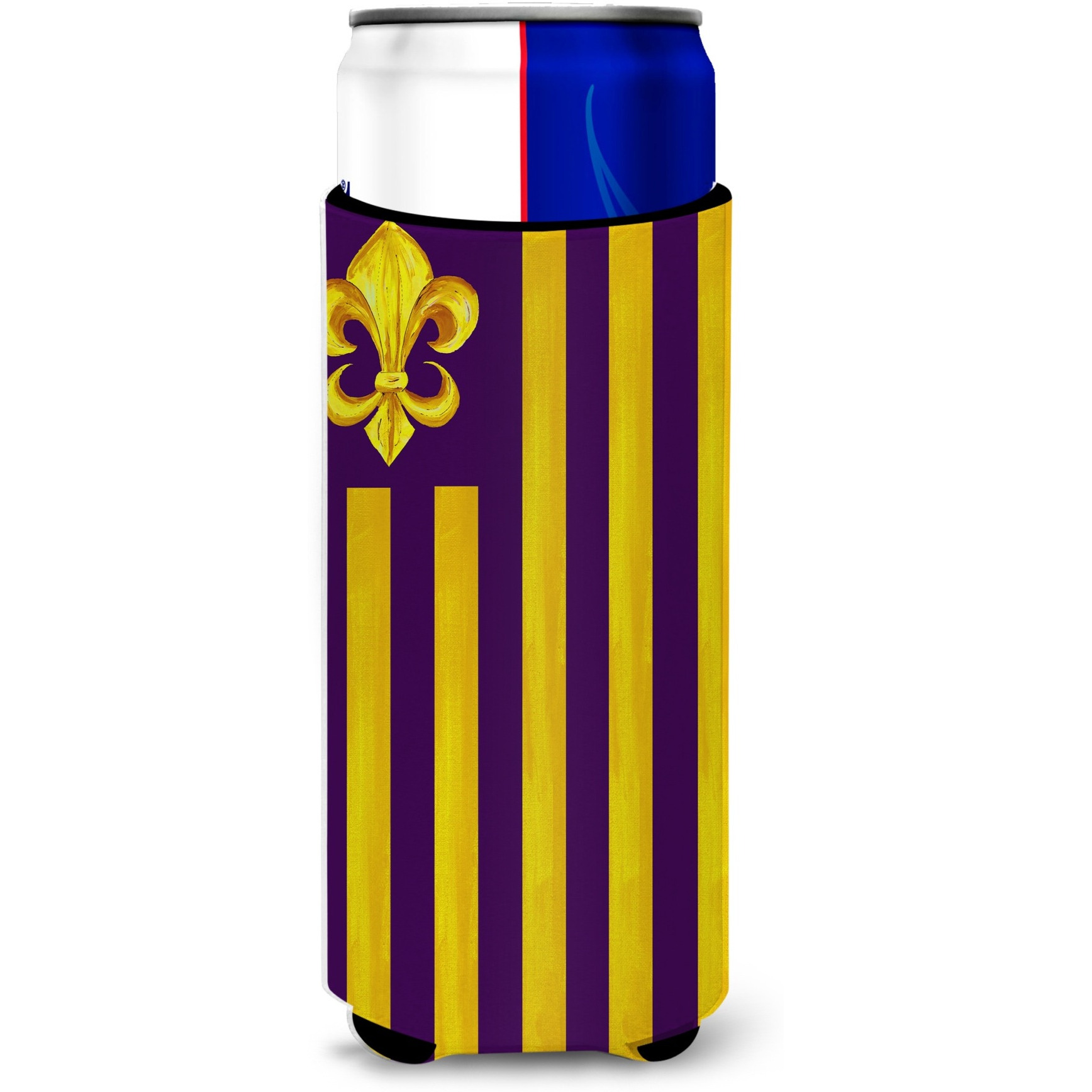 Purple and Gold Fleur de lis Ultra Beverage Insulators for slim cans 8201MUK