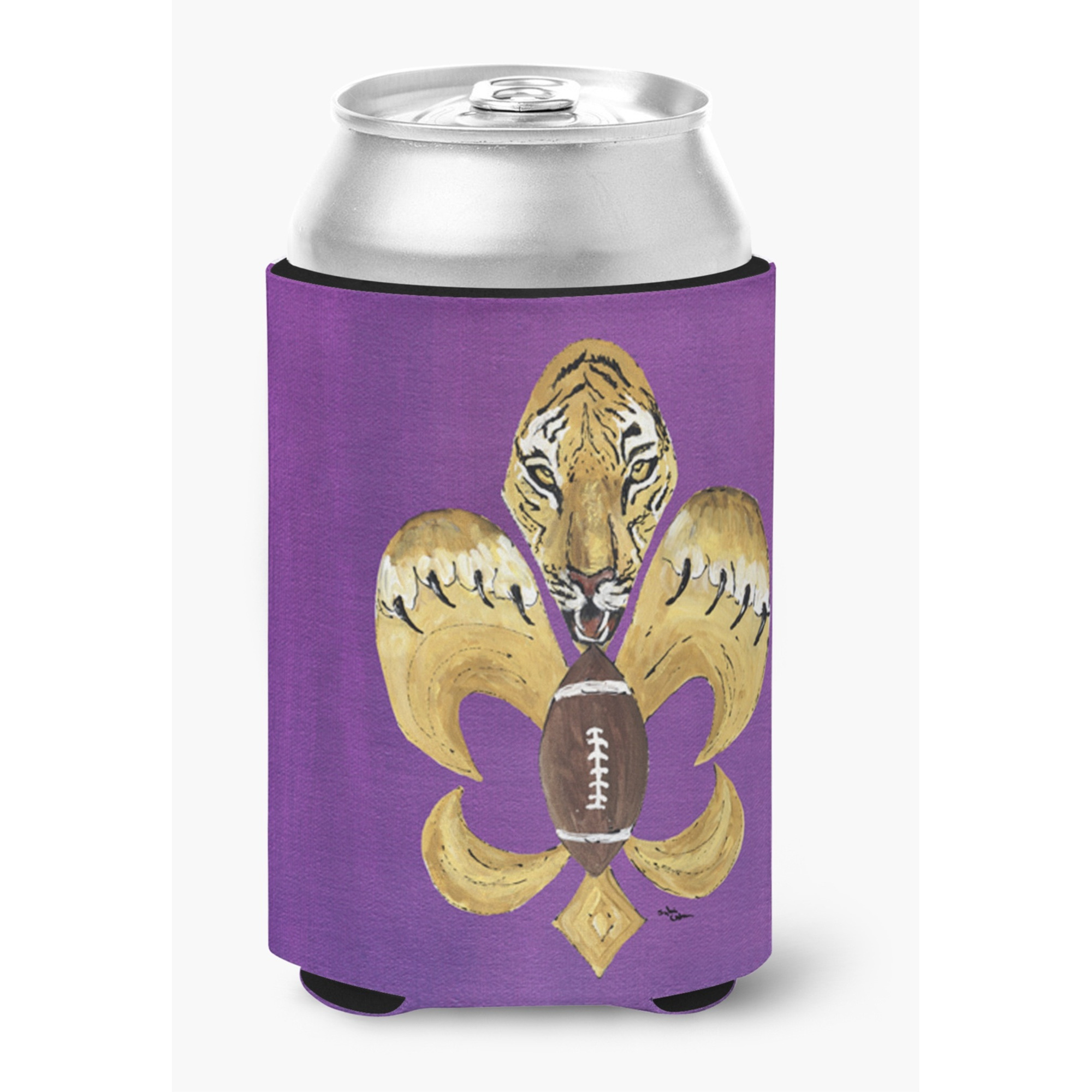 Tiger Football Fleur de lis Can or Bottle Beverage Insulator Hugger 8205
