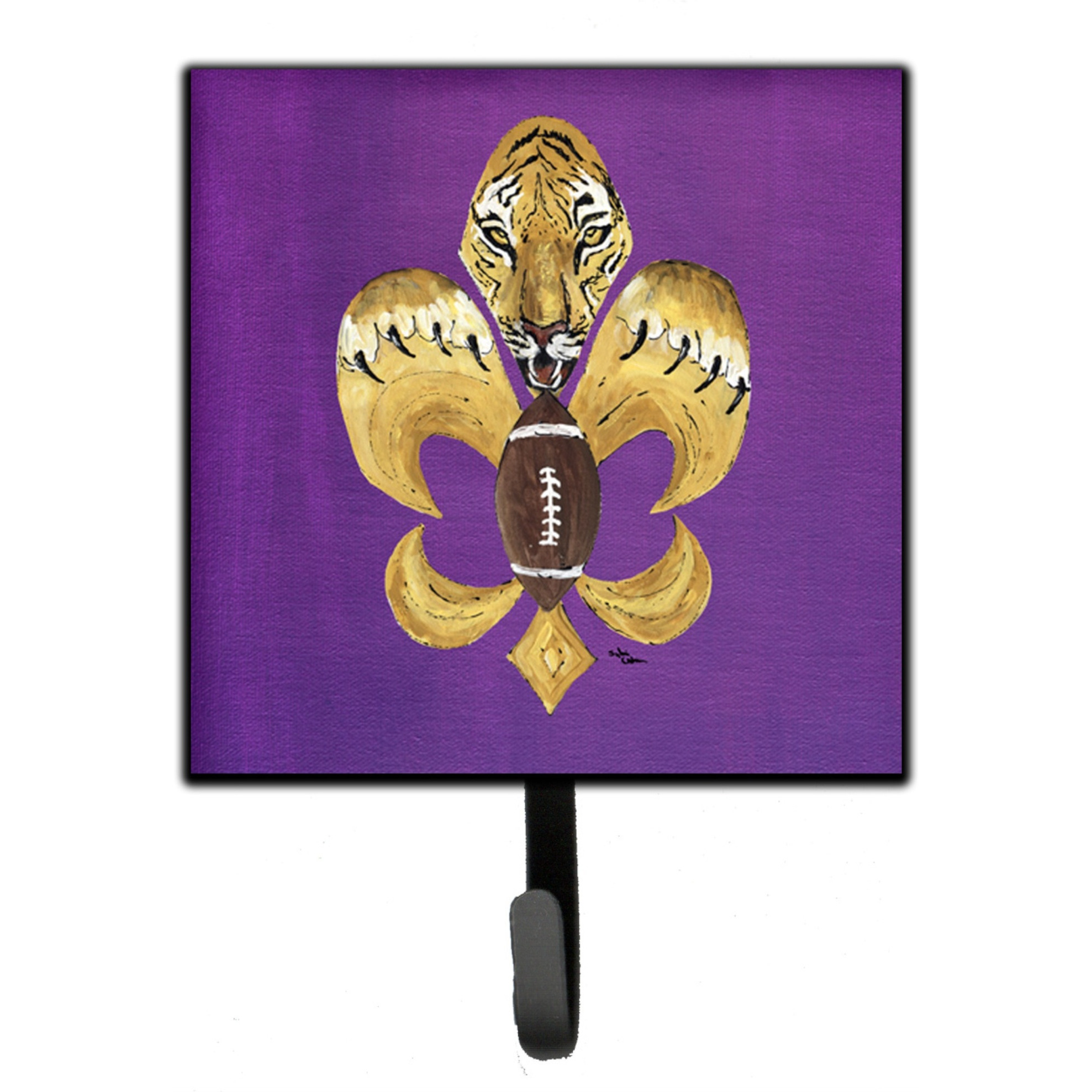&quotCaroline's Treasures 8205-2SH4 Tiger Football Fleur De Lis Leash Holder or Key Hook 8205, Small, Multicolor"