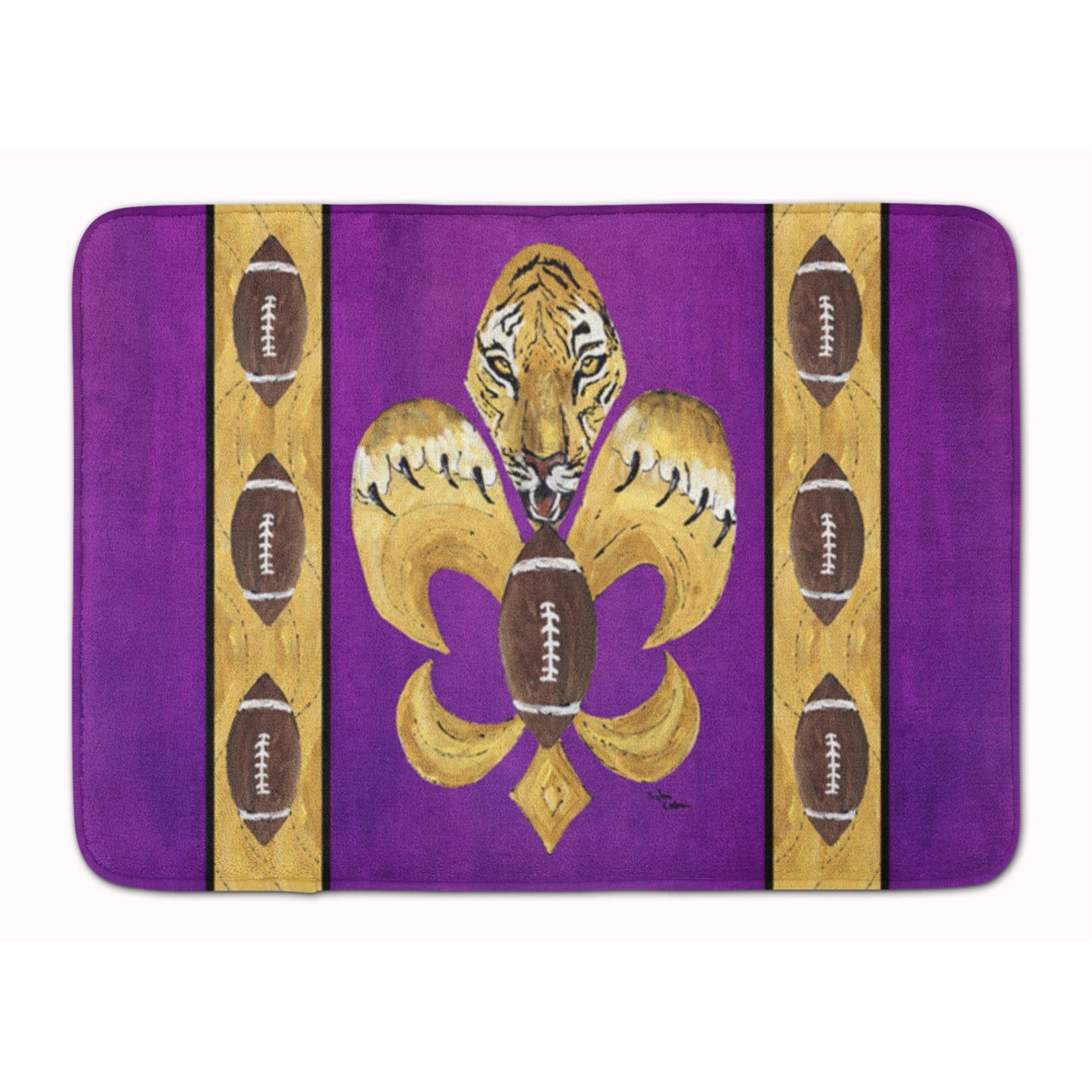&quotCaroline's Treasures Tiger Football Fleur de lis Floor Mat, 19"" x 27"", Multicolor"