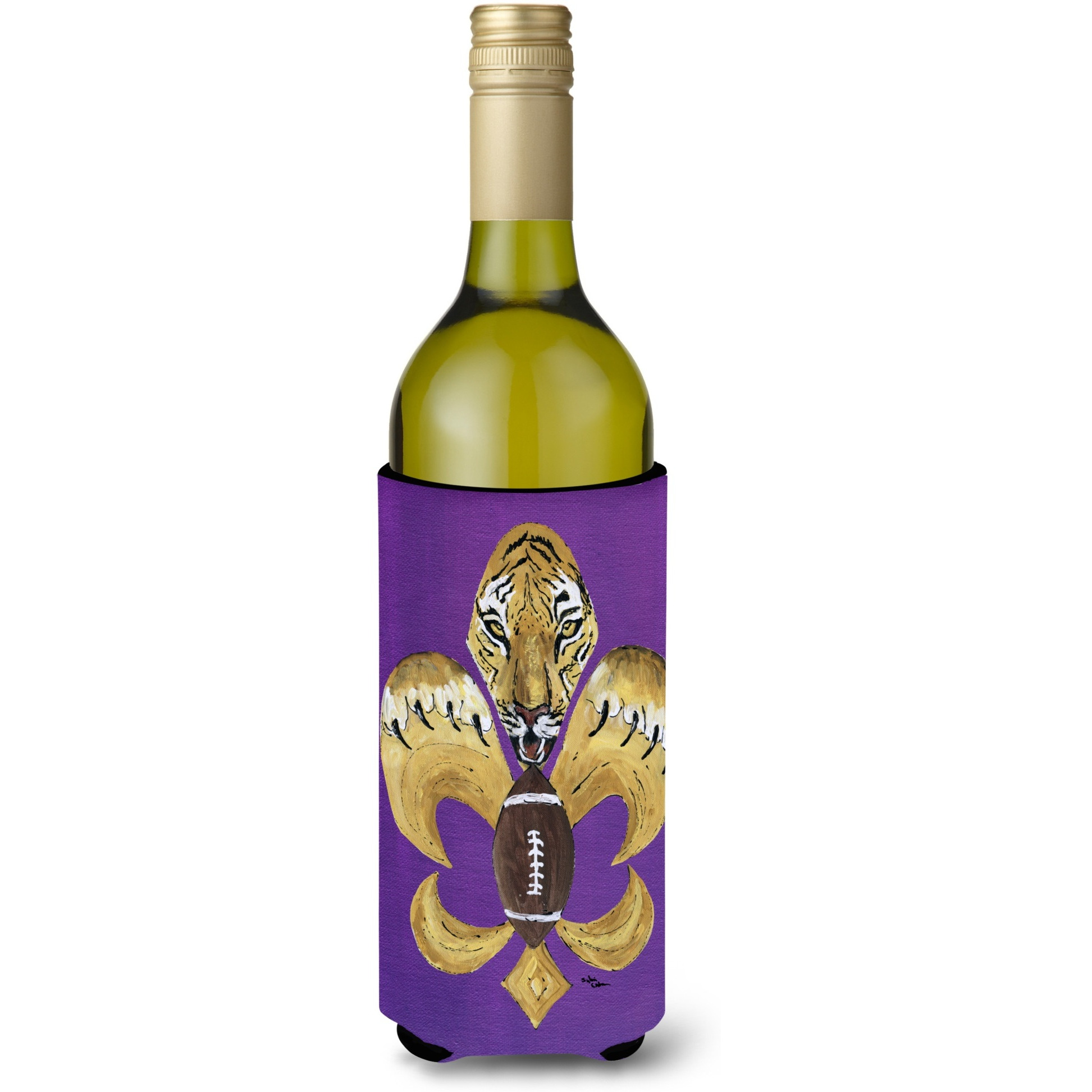 Tiger Football Fleur de lis Wine Bottle Beverage Insulator Beverage Insulator Hugger