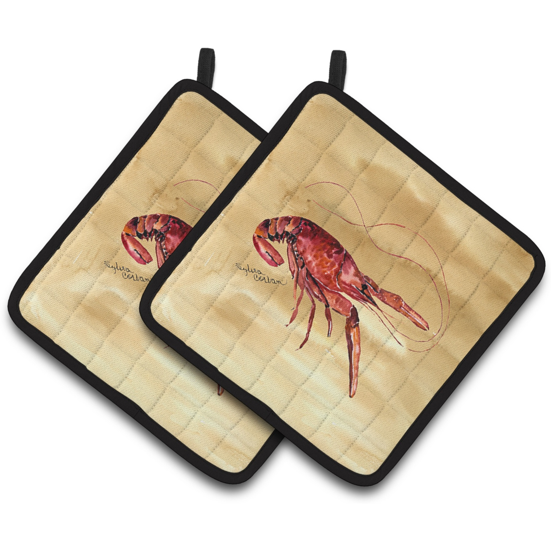 &quotCaroline's Treasures Crawfish Pair of Pot Holders 8230PTHD, 7.5HX7.5W, Multicolor"