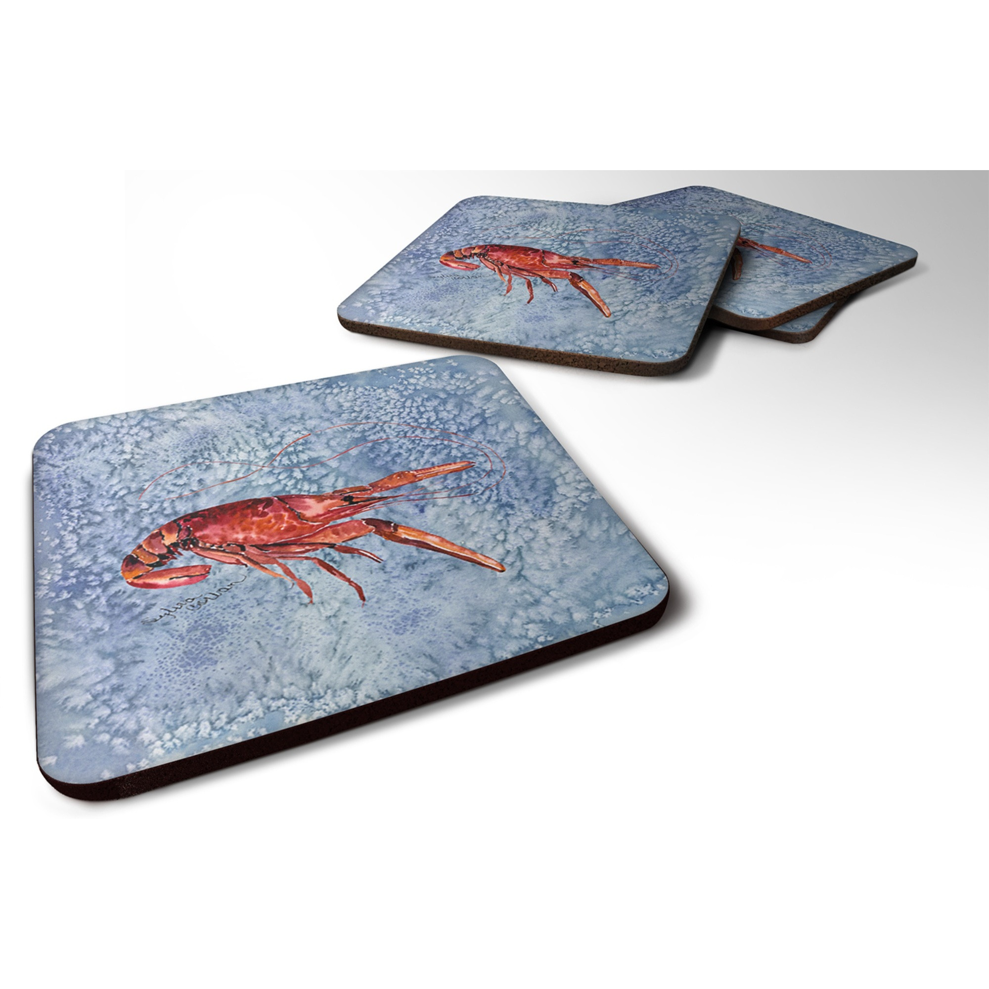 &quotCaroline's Treasures 8231FC Crawfish Foam Coasters (Set of 4), 3.5"" H x 3.5"" W, Multicolor"