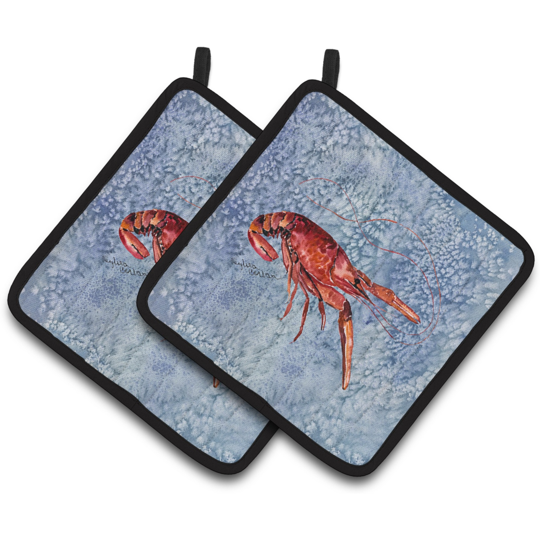 &quotCaroline's Treasures Crawfish Pair of Pot Holders 8231PTHD, 7.5HX7.5W, Multicolor"