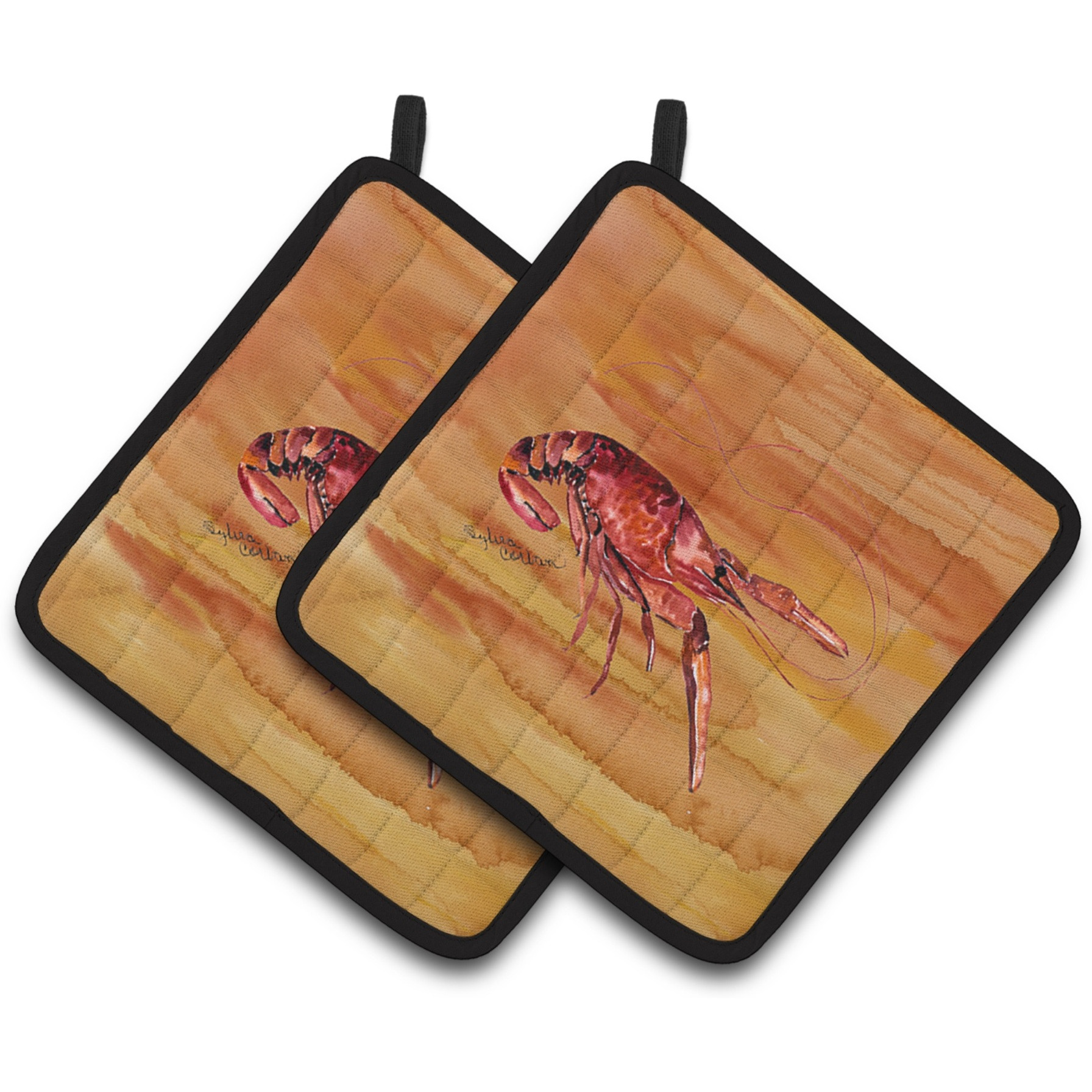 &quotCaroline's Treasures Crawfish Pair of Pot Holders 8232PTHD, 7.5HX7.5W, Multicolor"