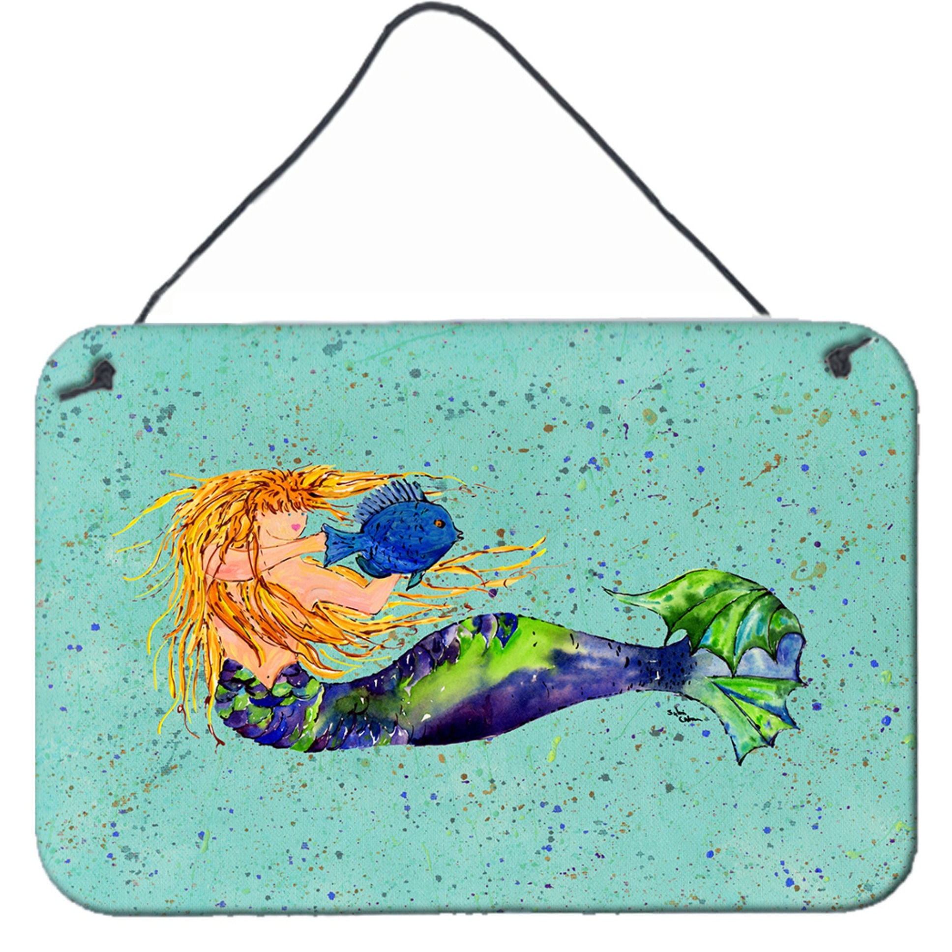 &quotCaroline's Treasures 8336DS812 Mermaid Indoor or Aluminum Metal Wall or Door Hanging Prints, 8 x 12"", Multicolor"