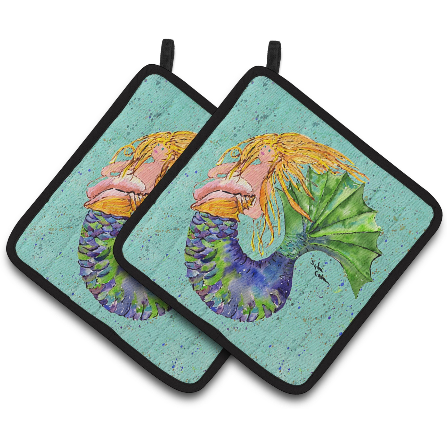 &quotCaroline's Treasures Mermaid Pair of Pot Holders 8336PTHD, 7.5HX7.5W, Multicolor"