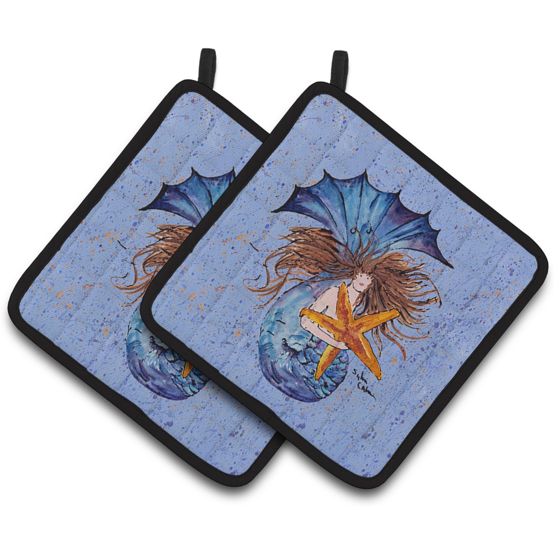 &quotCaroline's Treasures Mermaid Pair of Pot Holders 8337PTHD, 7.5HX7.5W, Multicolor"