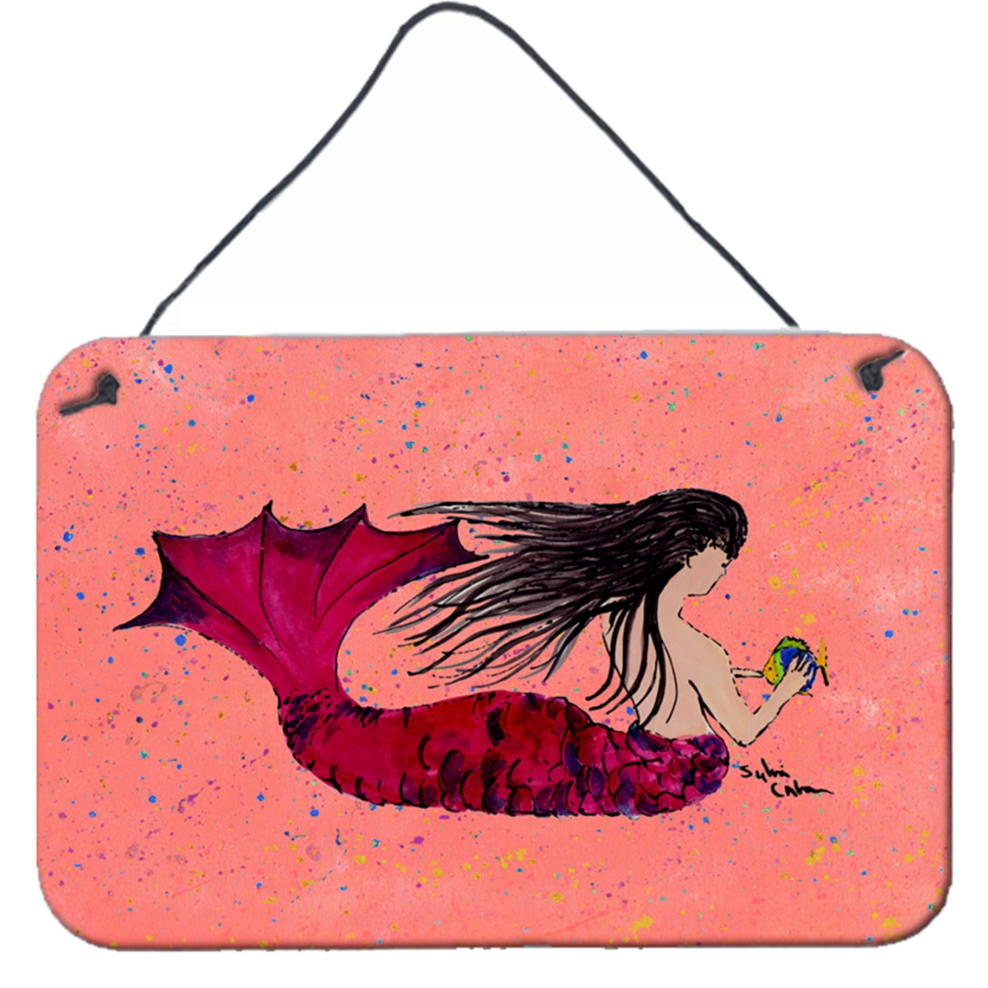 &quotCaroline's Treasures 8338DS812 Mermaid Indoor or Aluminum Metal Wall or Door Hanging Prints, 8 x 12"", Multicolor"