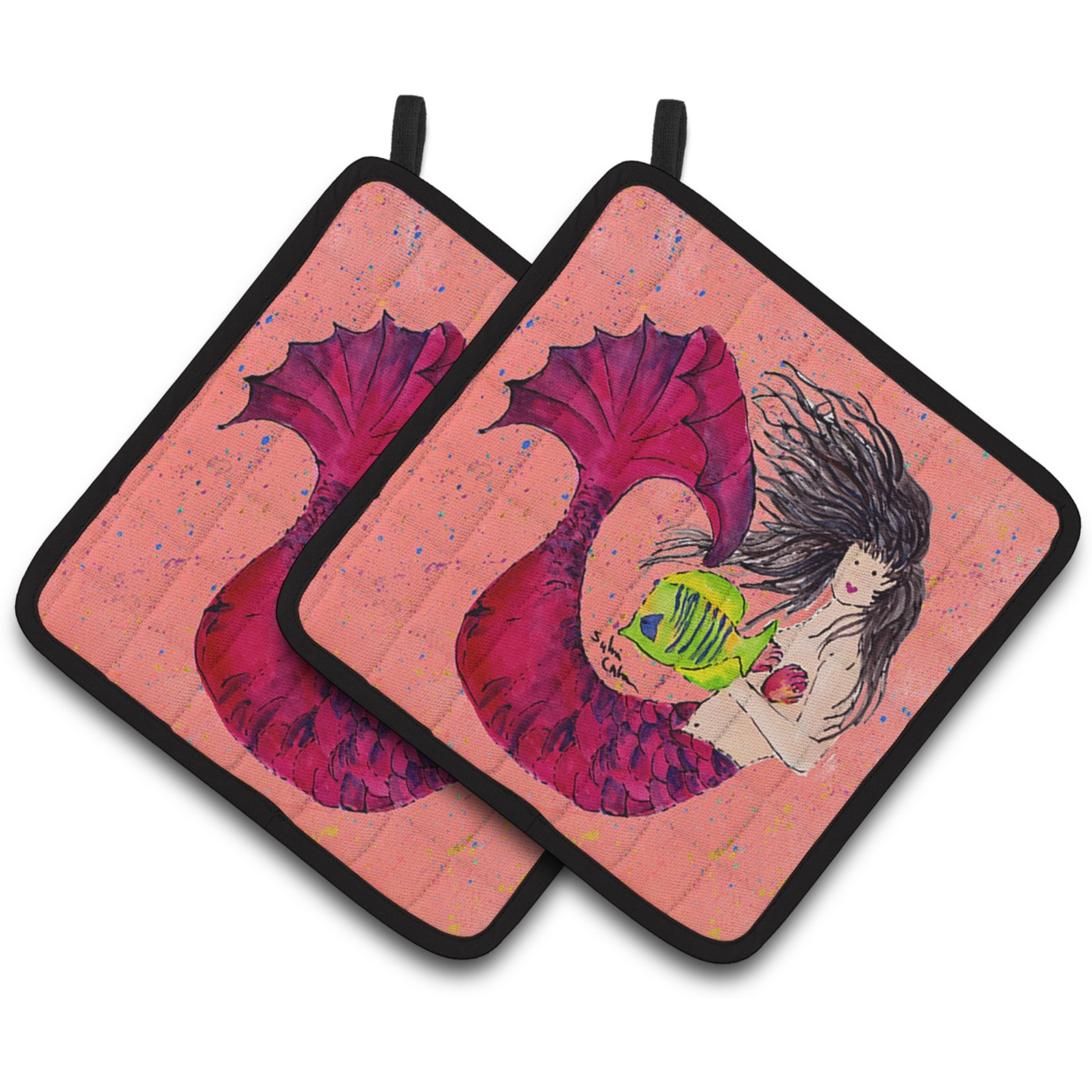 &quotCaroline's Treasures Mermaid Pair of Pot Holders 8338PTHD, 7.5HX7.5W, Multicolor"