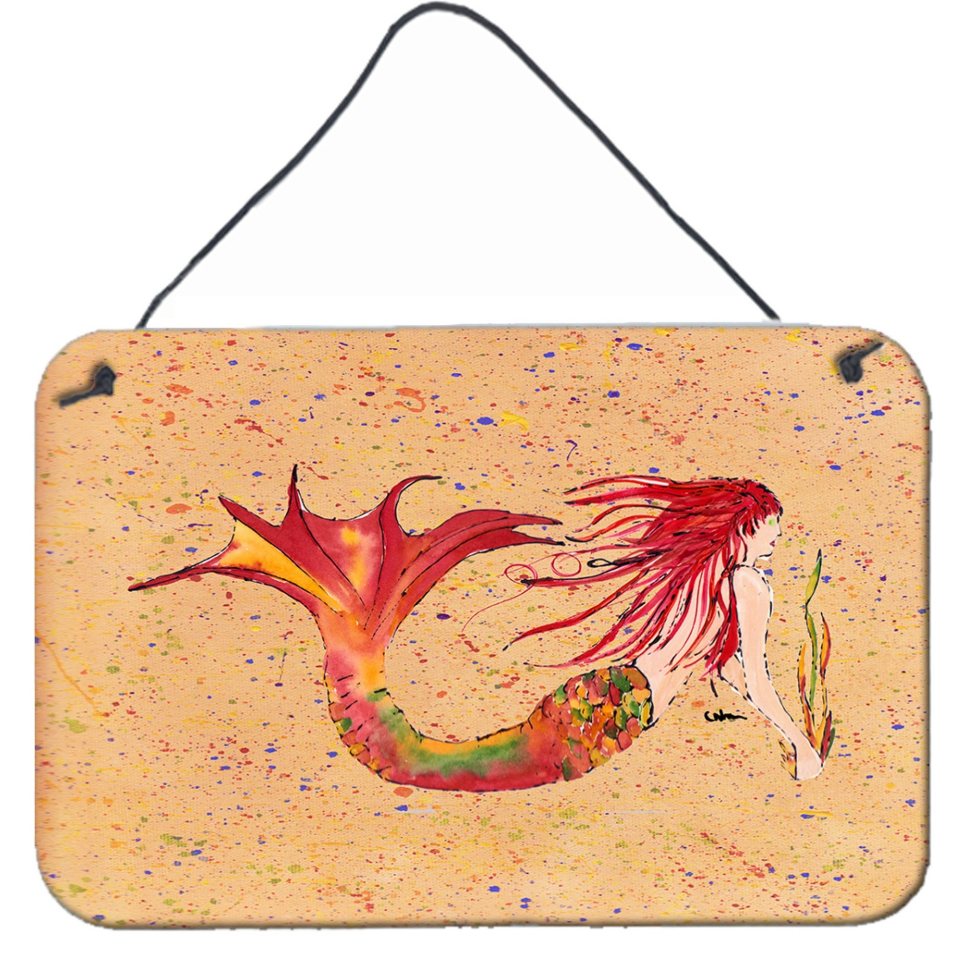 &quotCaroline's Treasures 8339DS812 Mermaid Indoor or Aluminum Metal Wall or Door Hanging Prints, 8 x 12"", Multicolor"