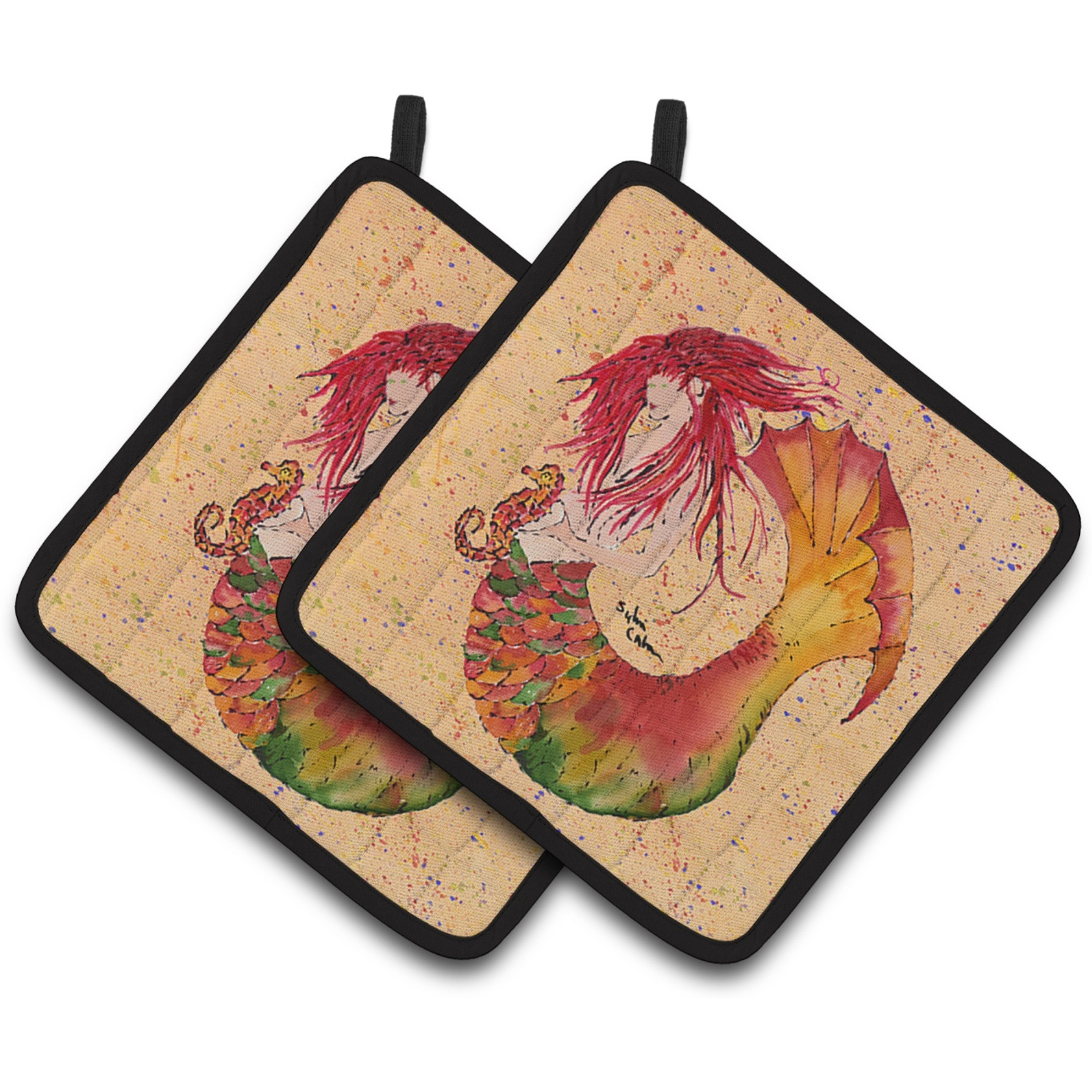 &quotCaroline's Treasures Mermaid Pair of Pot Holders 8339PTHD, 7.5HX7.5W, Multicolor"