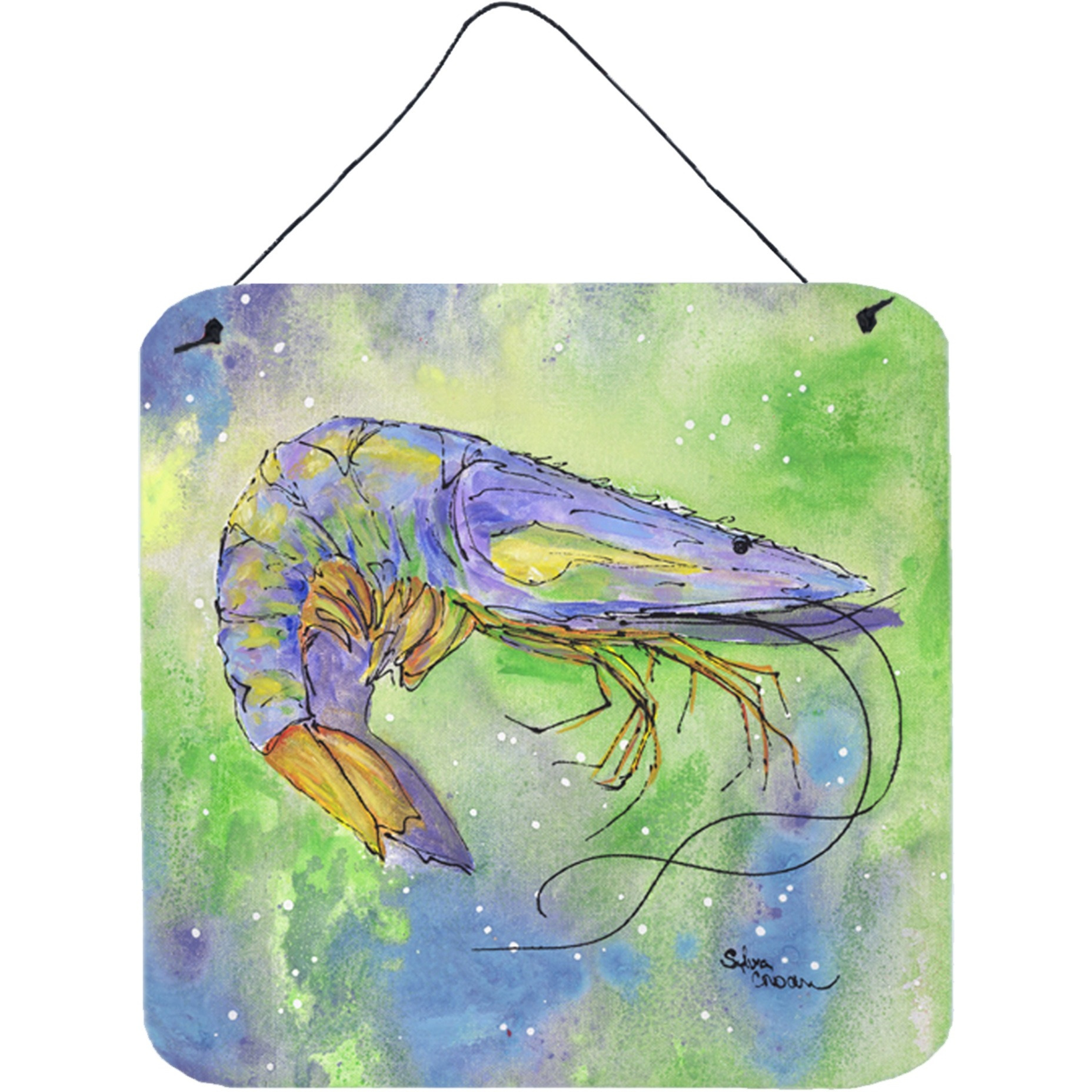 &quotCaroline's Treasures 8342DS66 Shrimp Aluminum Metal Wall or Door Hanging Prints, 6 x 6"", Multicolor"