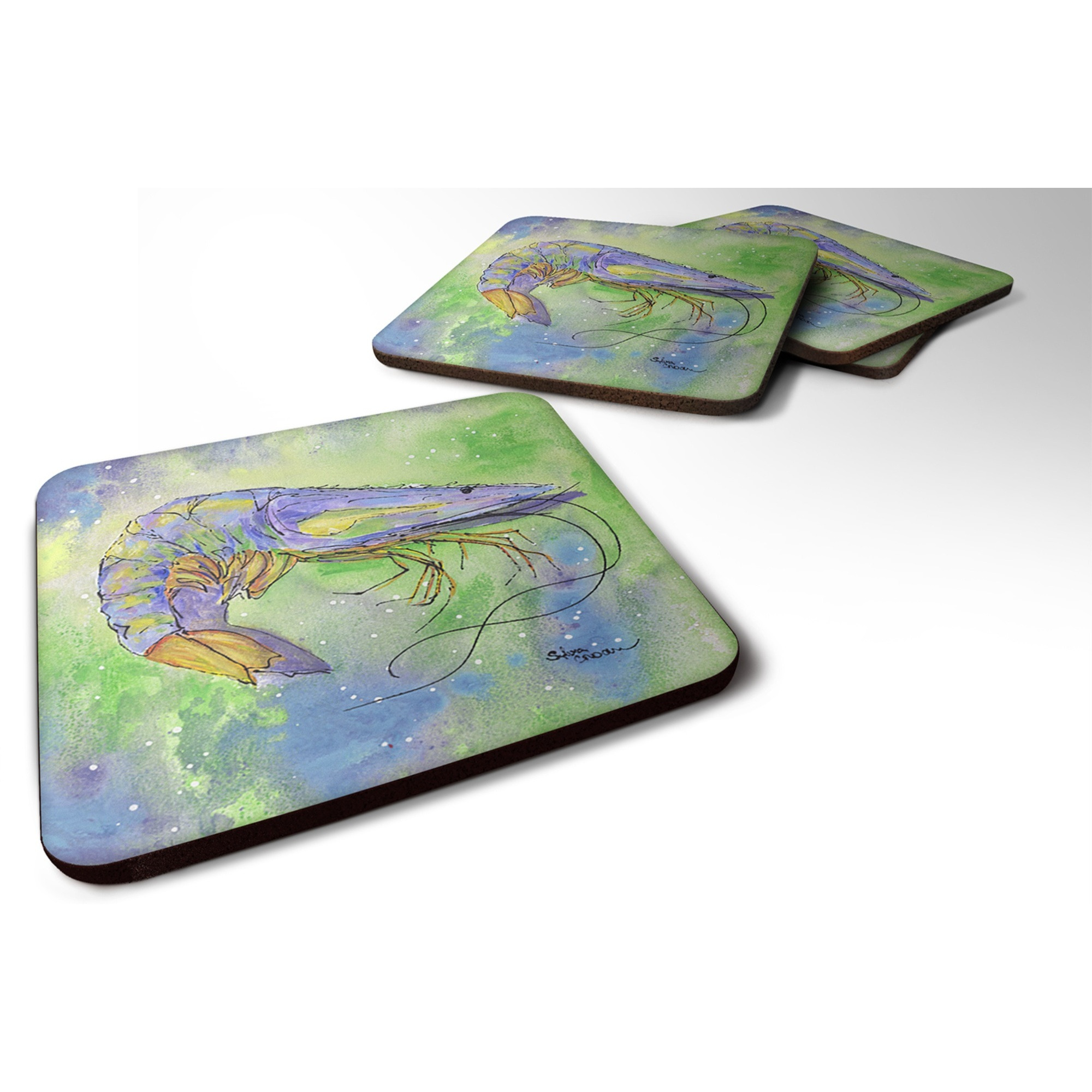 &quotCaroline's Treasures 8342FC Shrimp Foam Coasters (Set of 4), 3.5"" H x 3.5"" W, Multicolor"