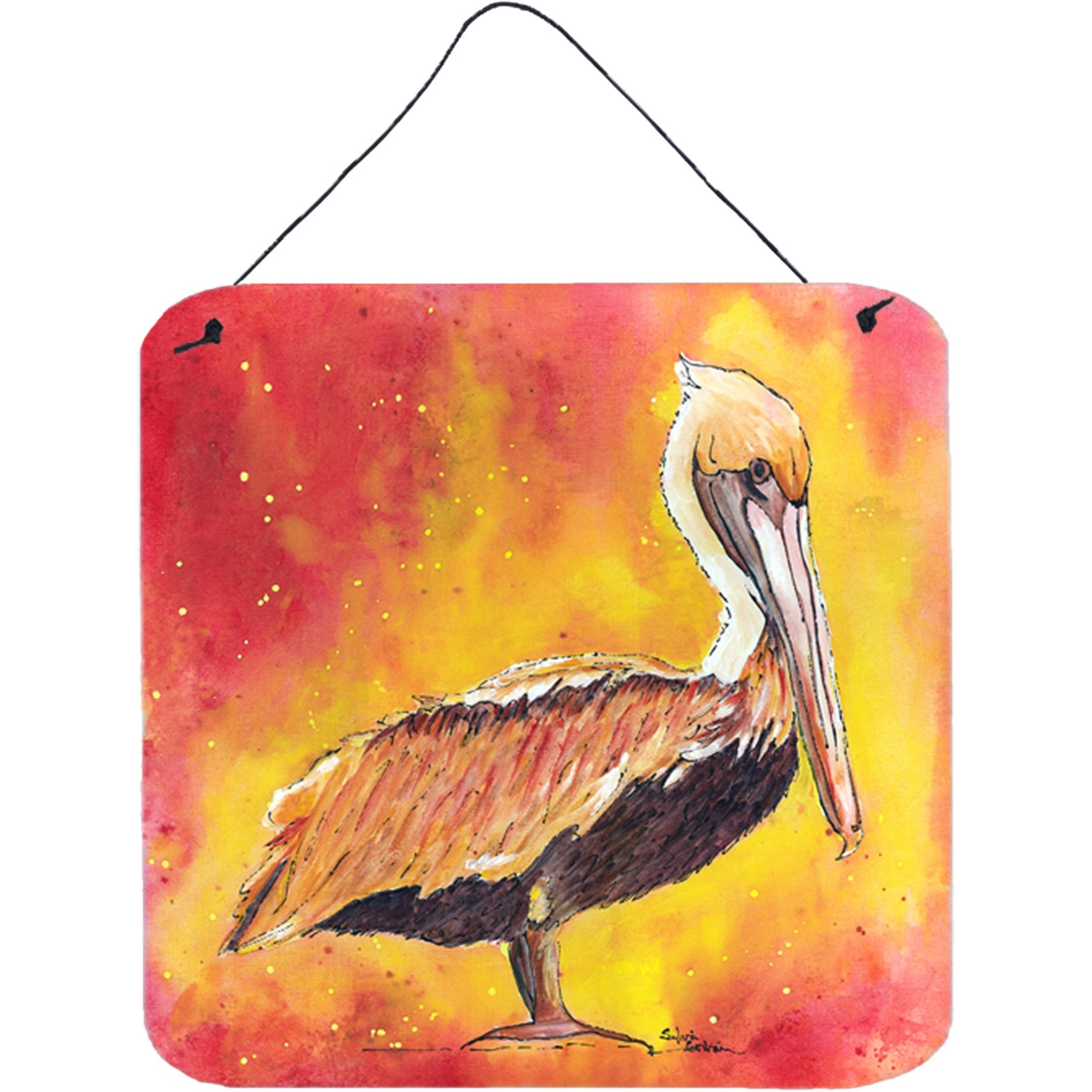 &quotCaroline's Treasures 8344DS66 Bird-Pelican Aluminum Metal Wall or Door Hanging Prints, 6 x 6"", Multicolor"