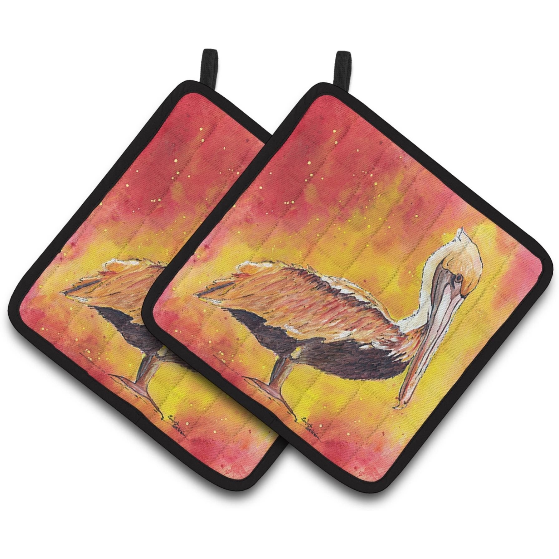 &quotCaroline's Treasures Pelican Pair of Pot Holders 8344PTHD, 7.5HX7.5W, Multicolor"