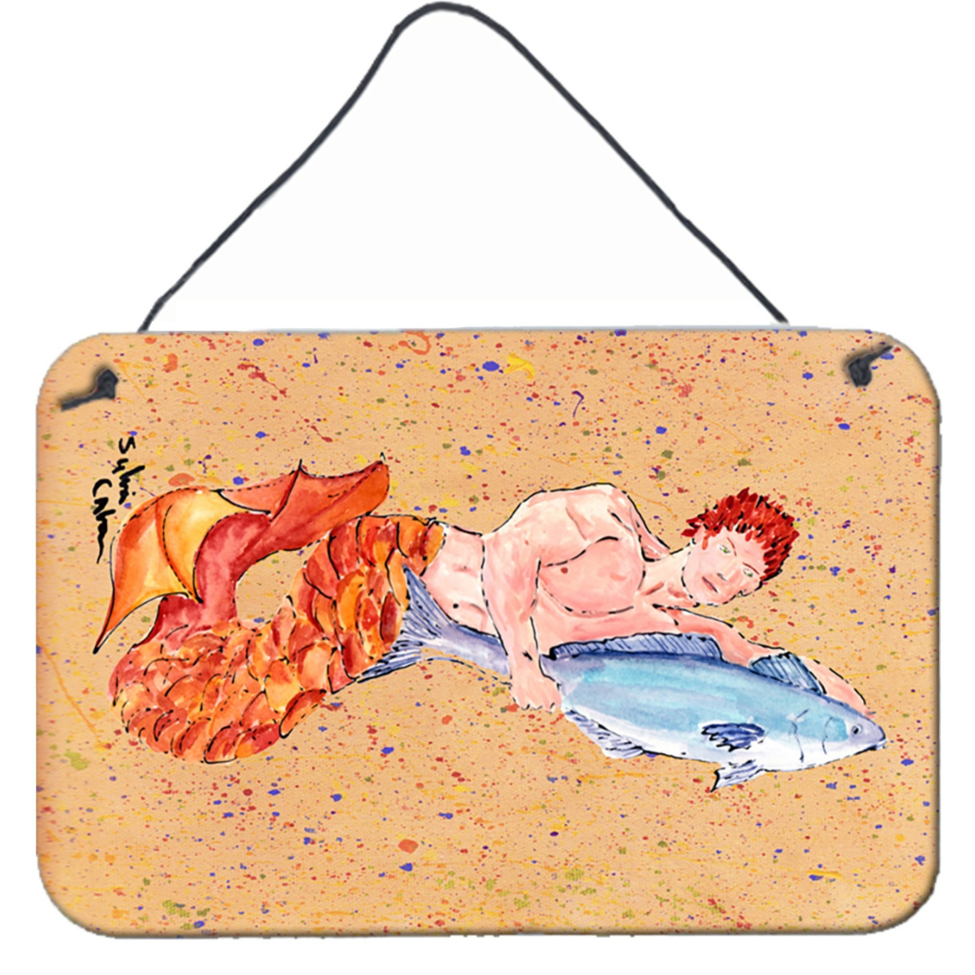 &quotCaroline's Treasures 8346DS812 Merman Indoor or Aluminum Metal Wall or Door Hanging Prints, 8 x 12"", Multicolor"