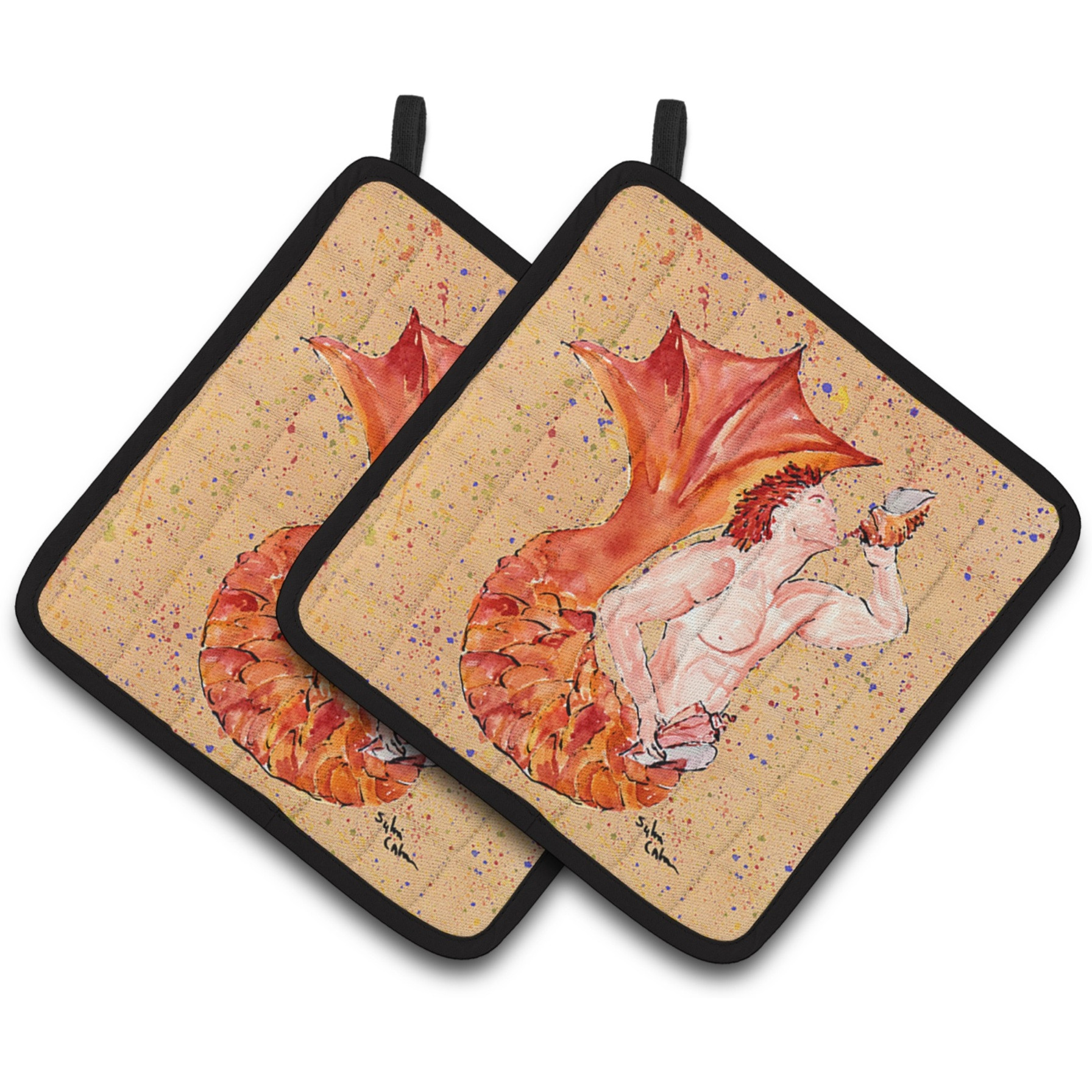 &quotCaroline's Treasures Merman Pair of Pot Holders 8346PTHD, 7.5HX7.5W, Multicolor"