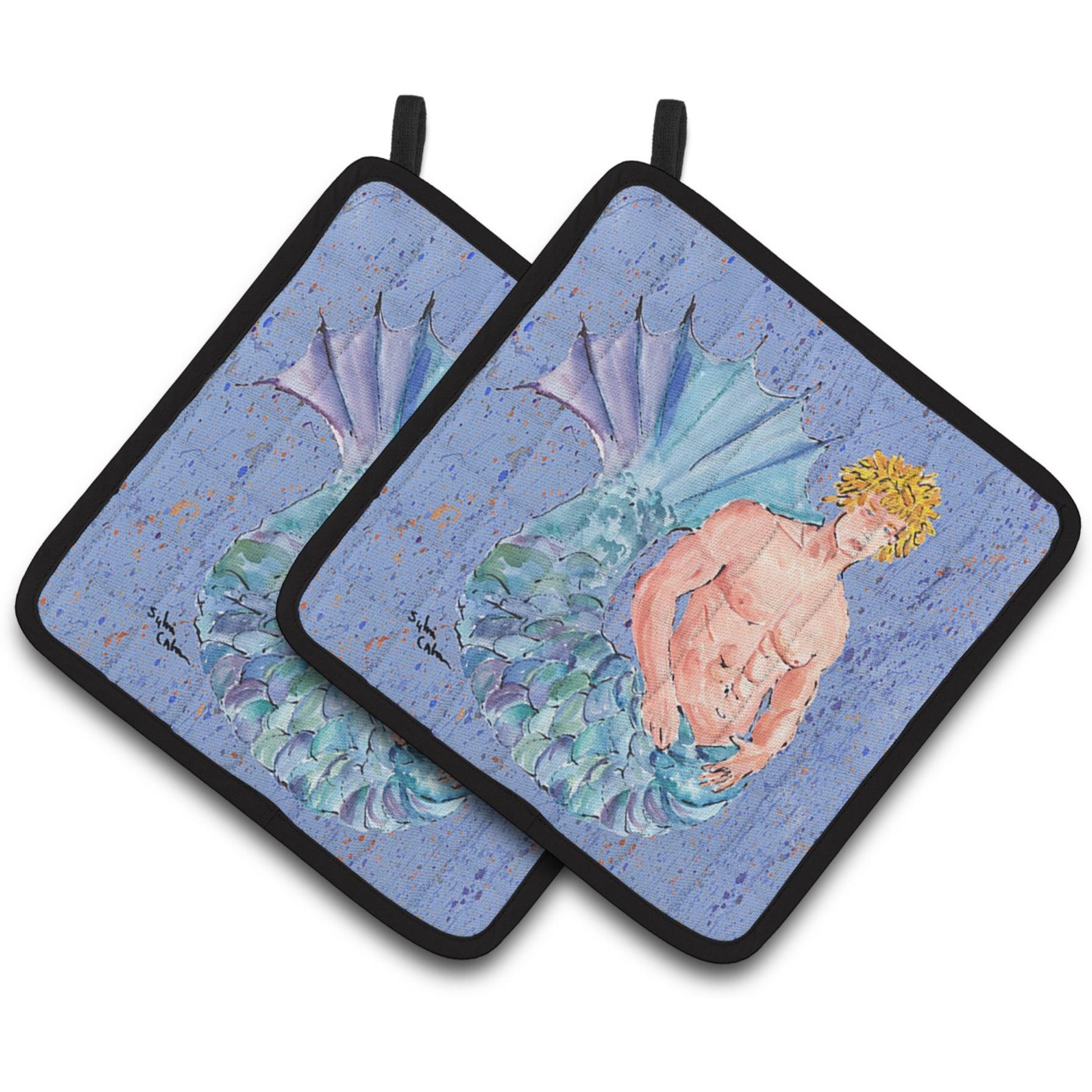 &quotCaroline's Treasures Merman Pair of Pot Holders 8347PTHD, 7.5HX7.5W, Multicolor"