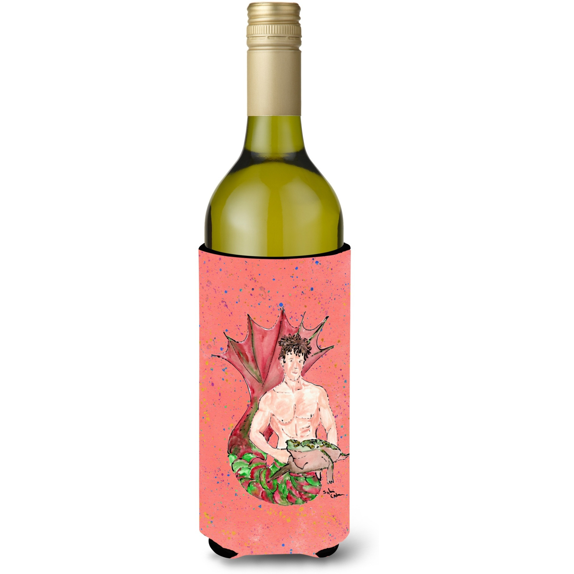 Brunette Merman Wine Bottle Beverage Insulator Beverage Insulator Hugger