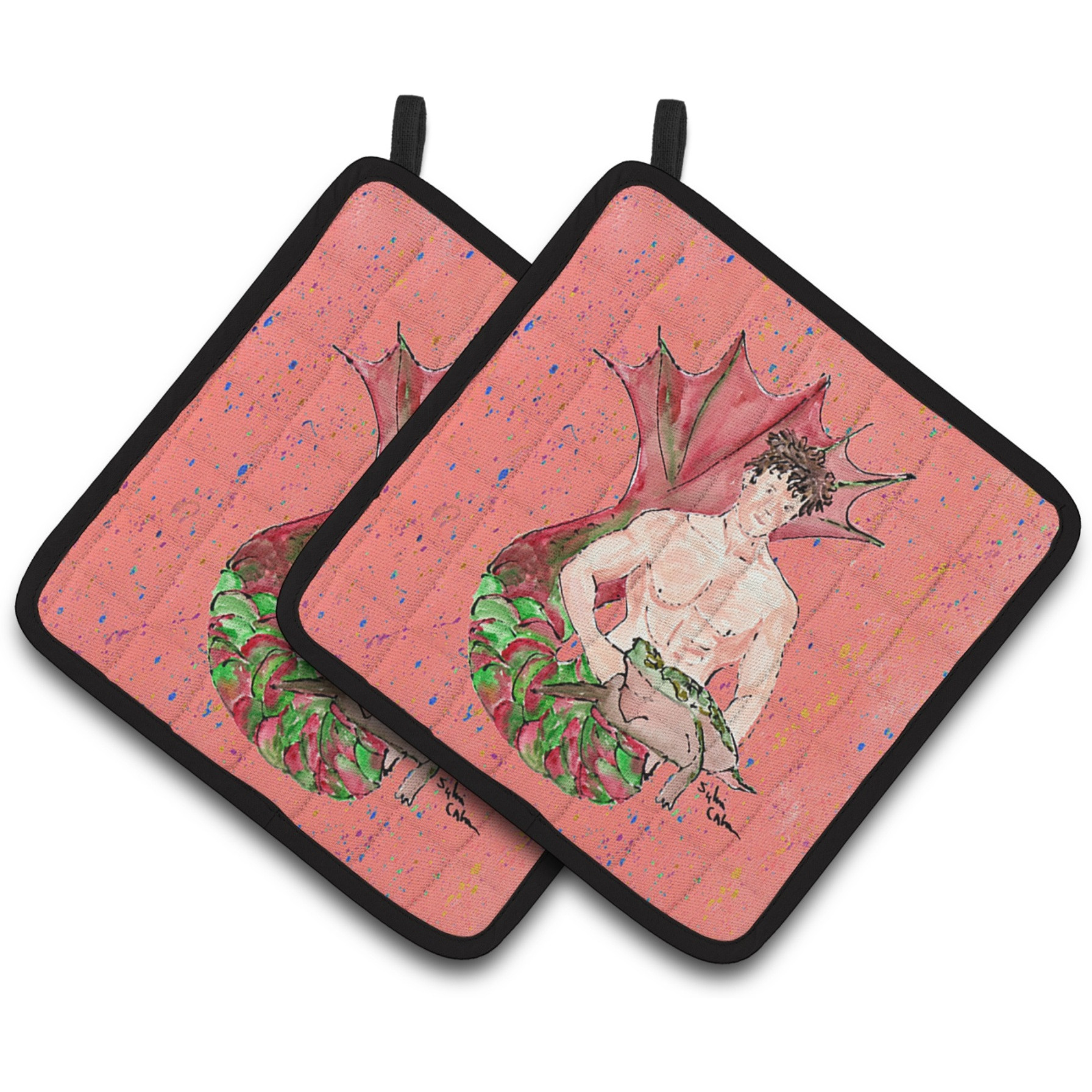 &quotCaroline's Treasures Merman Pair of Pot Holders 8348PTHD, 7.5HX7.5W, Multicolor"
