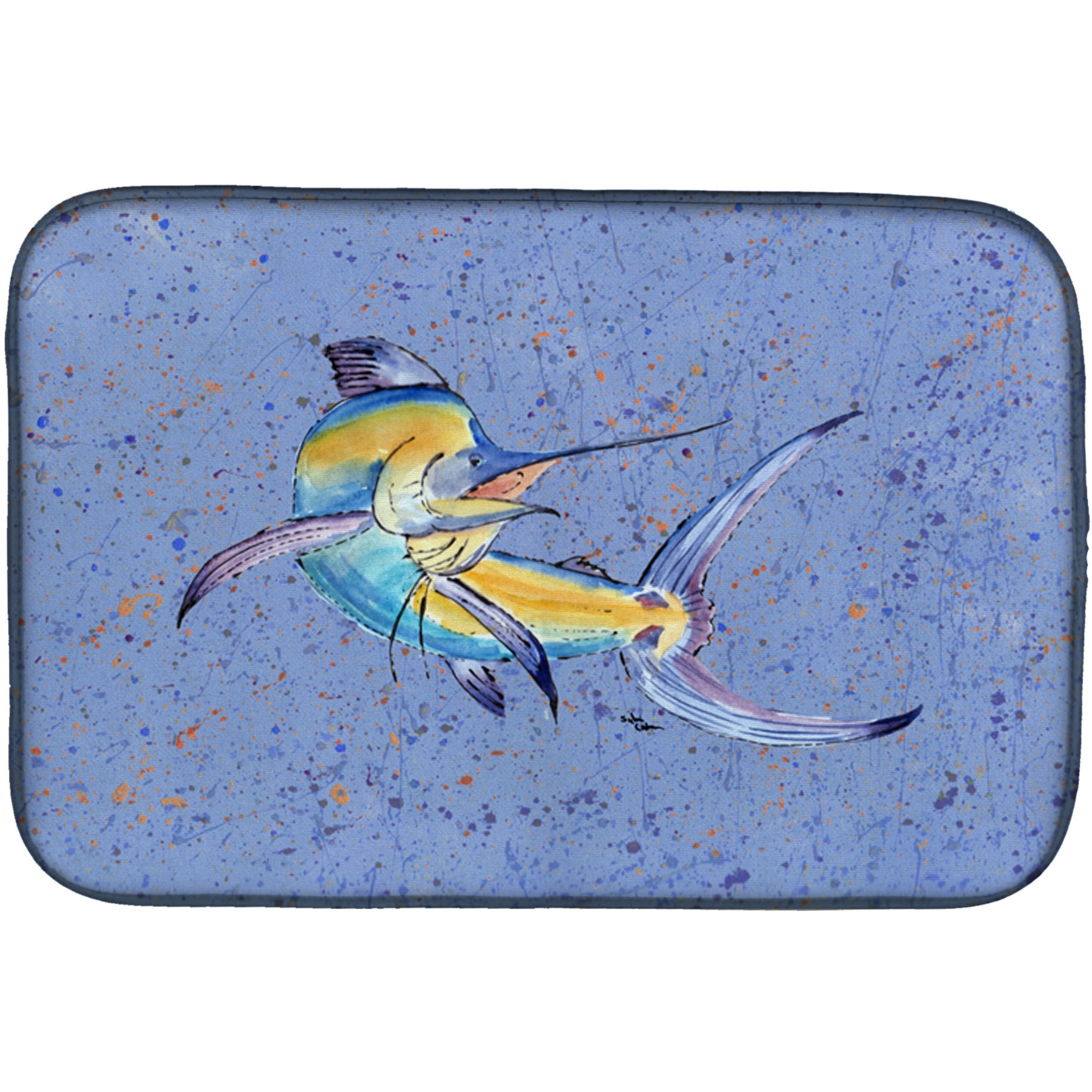 &quotCaroline's Treasures Blue Marlin Dish Drying Mat, 14 X 21, Multicolor"