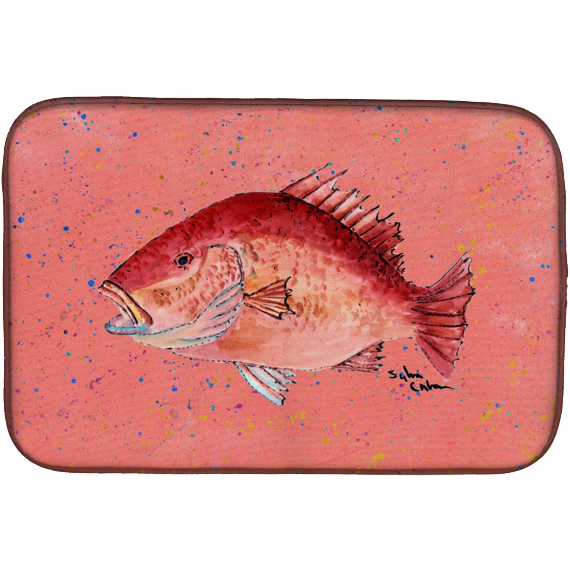 &quotCaroline's Treasures Strawberry Snapper Dish Drying Mat, 14"" x 21"", Multicolor"
