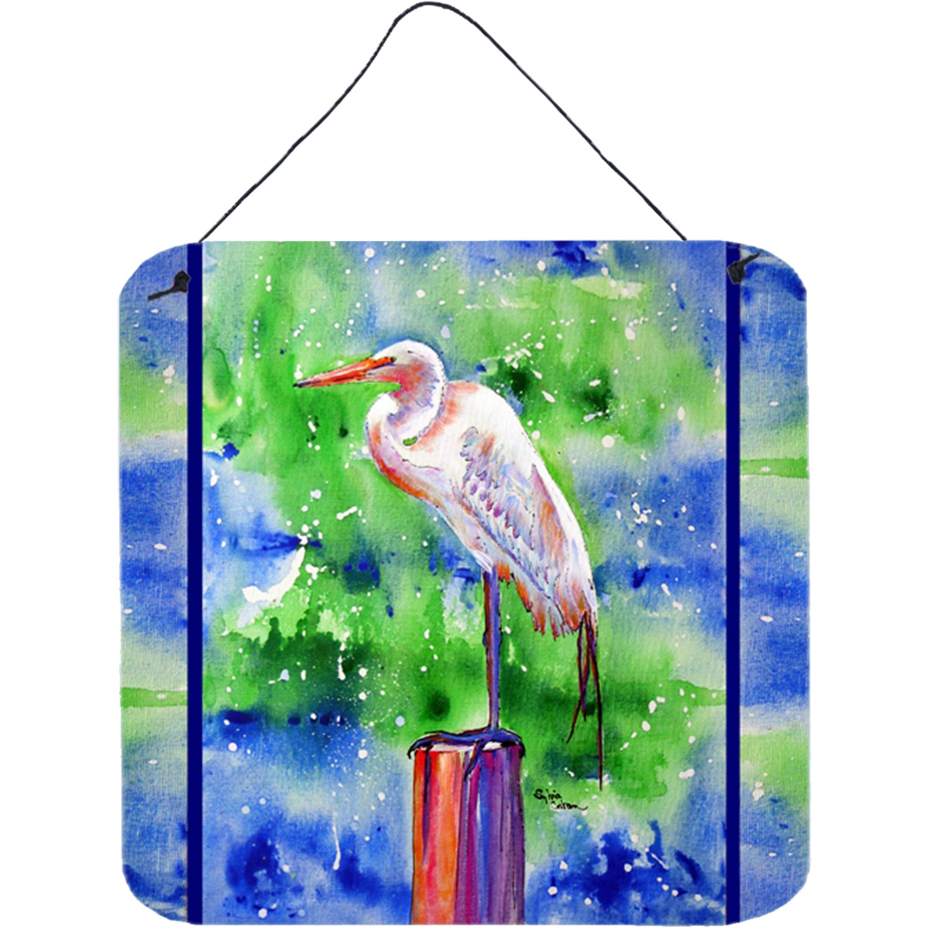&quotCaroline's Treasures Bird-Egret Aluminum Metal Wall or Door Hanging Prints, 6 x 6"", Multicolor"