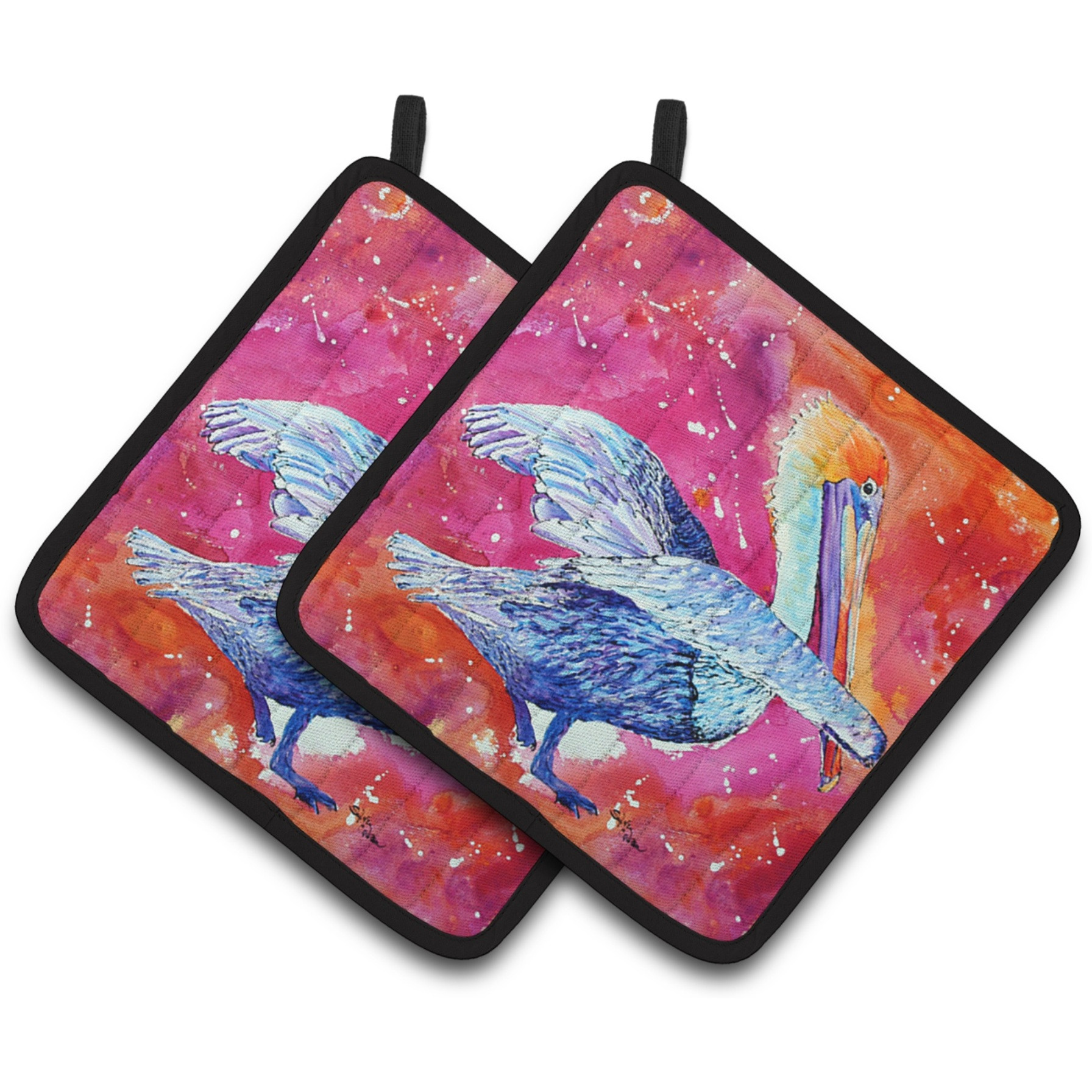 &quotCaroline's Treasures Pelican Pair of Pot Holders 8360PTHD, 7.5HX7.5W, Multicolor"