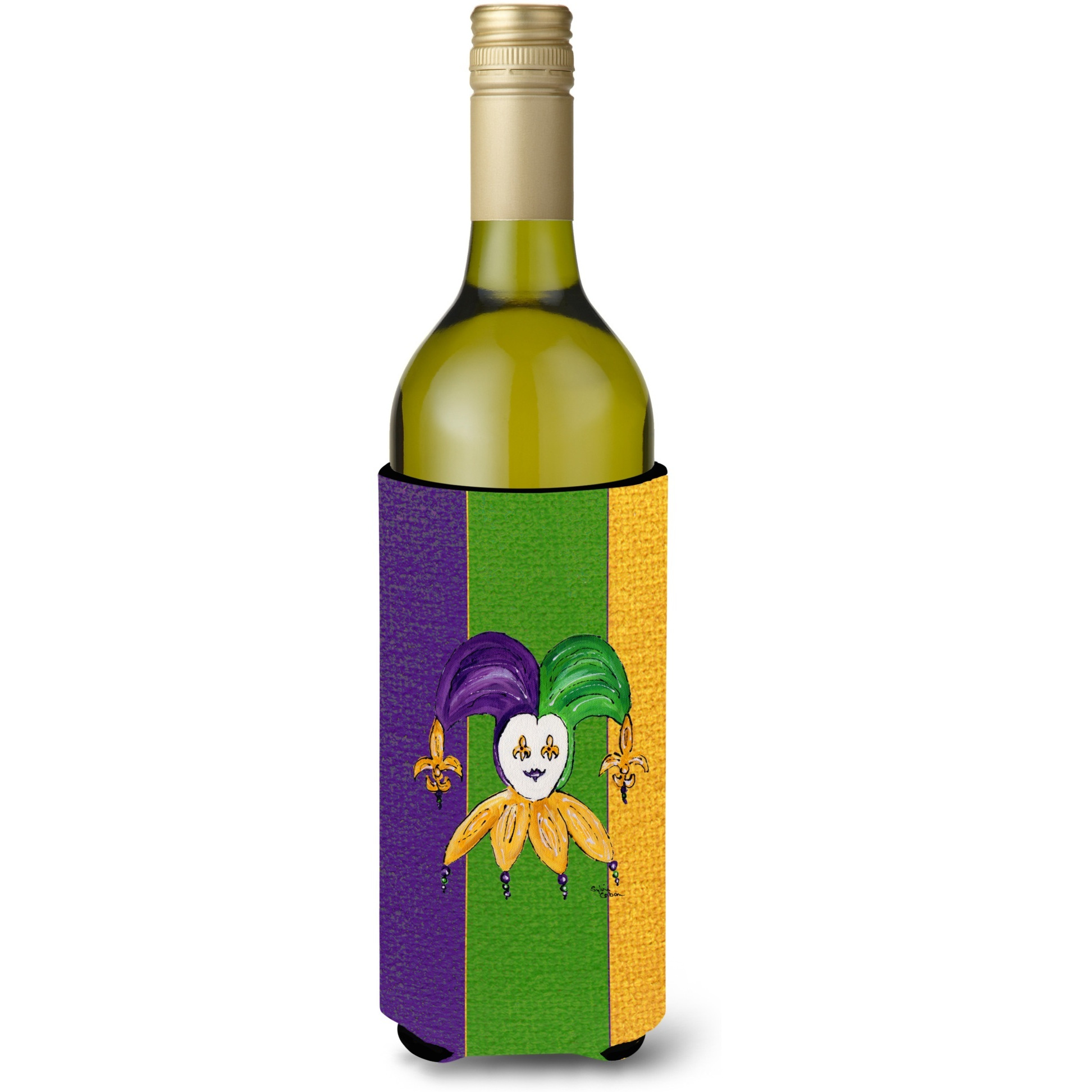 Jester Mardi Gras Wine Bottle Beverage Insulator Beverage Insulator Hugger