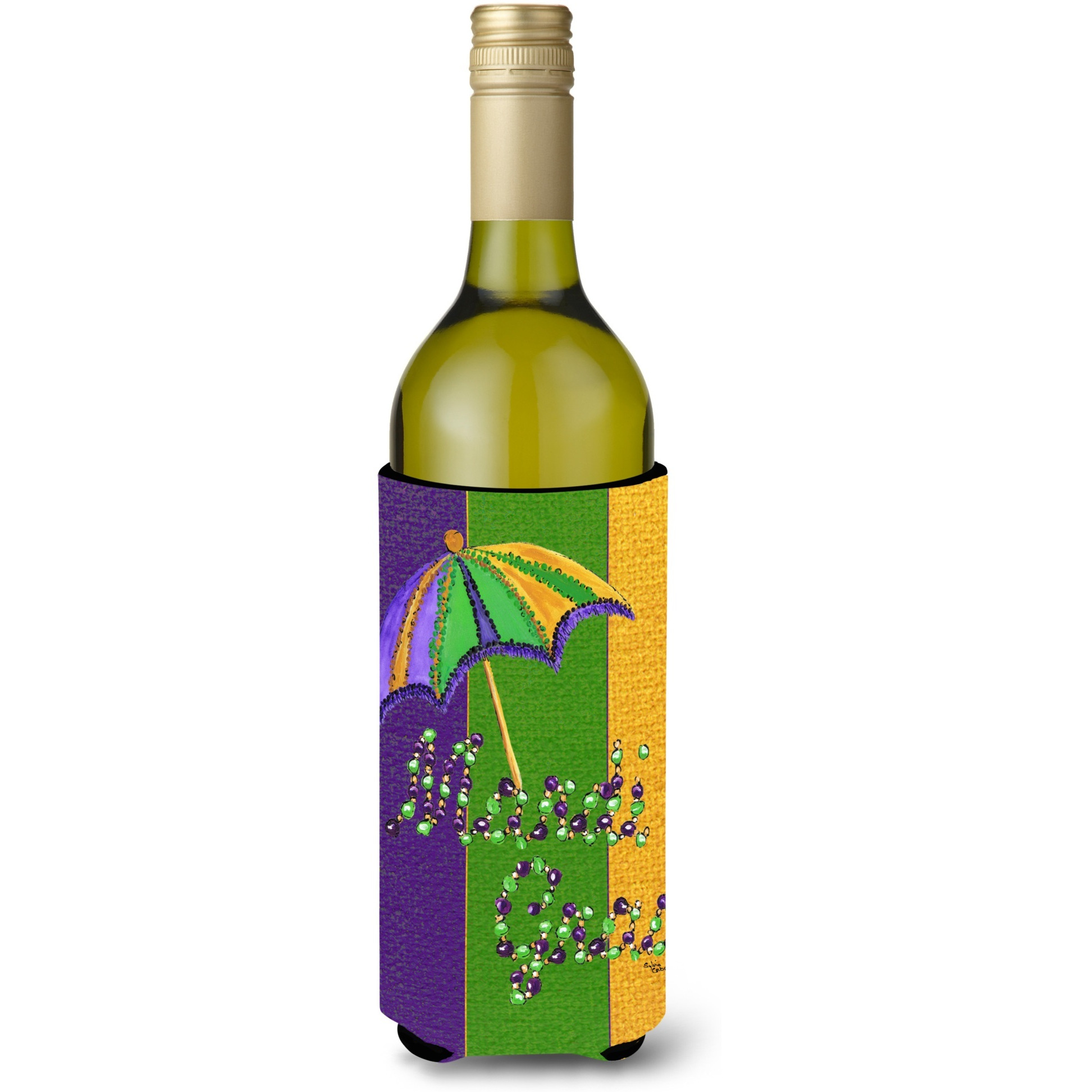 Mardi Gras Second line umbrella Wine Bottle Beverage Insulator Beverage Insulator Hugger