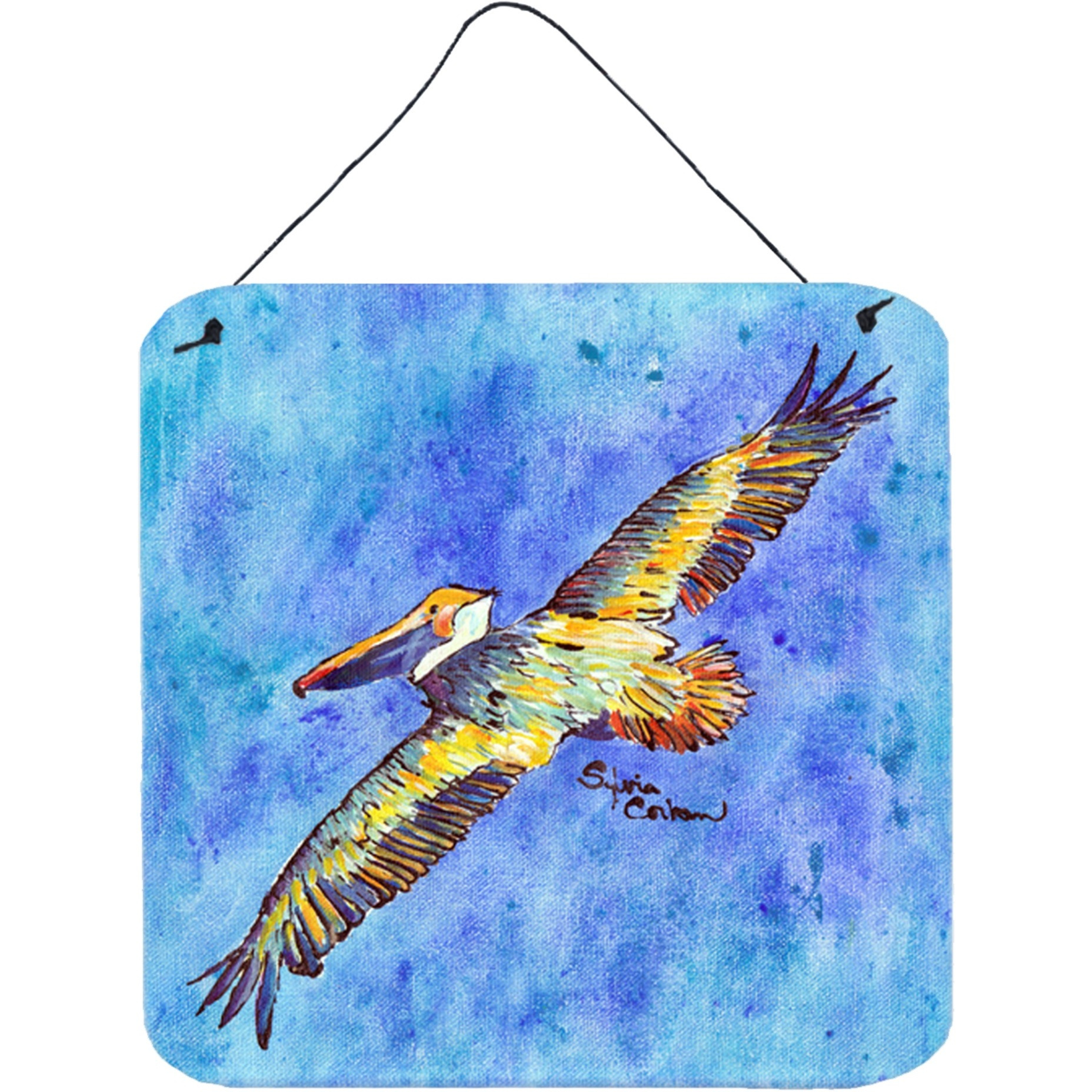 &quotCaroline's Treasures 8377DS66 Bird-Pelican Aluminum Metal Wall or Door Hanging Prints, 6 x 6"", Multicolor"