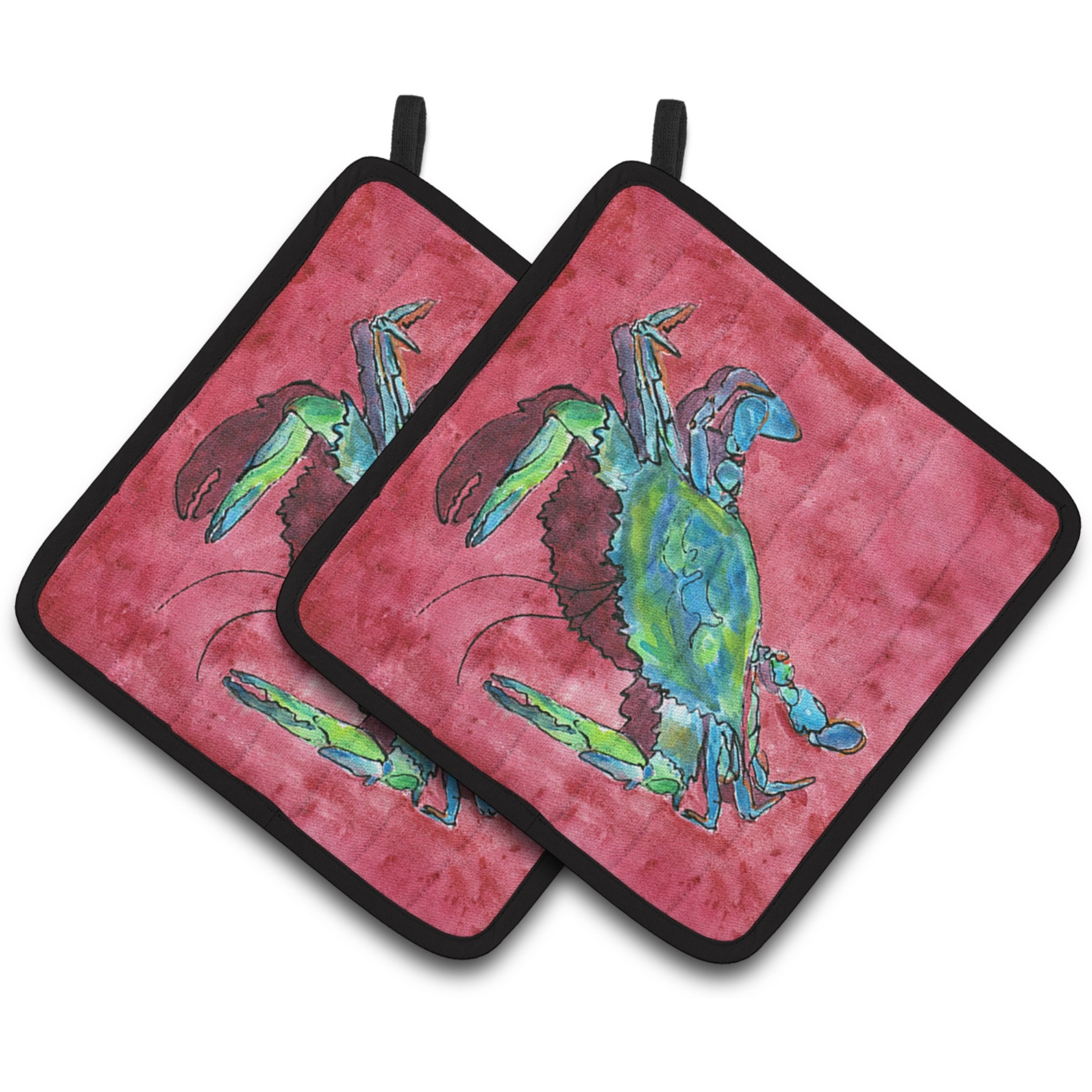 &quotCaroline's Treasures Crab Pair of Pot Holders 8379PTHD, 7.5HX7.5W, Multicolor"