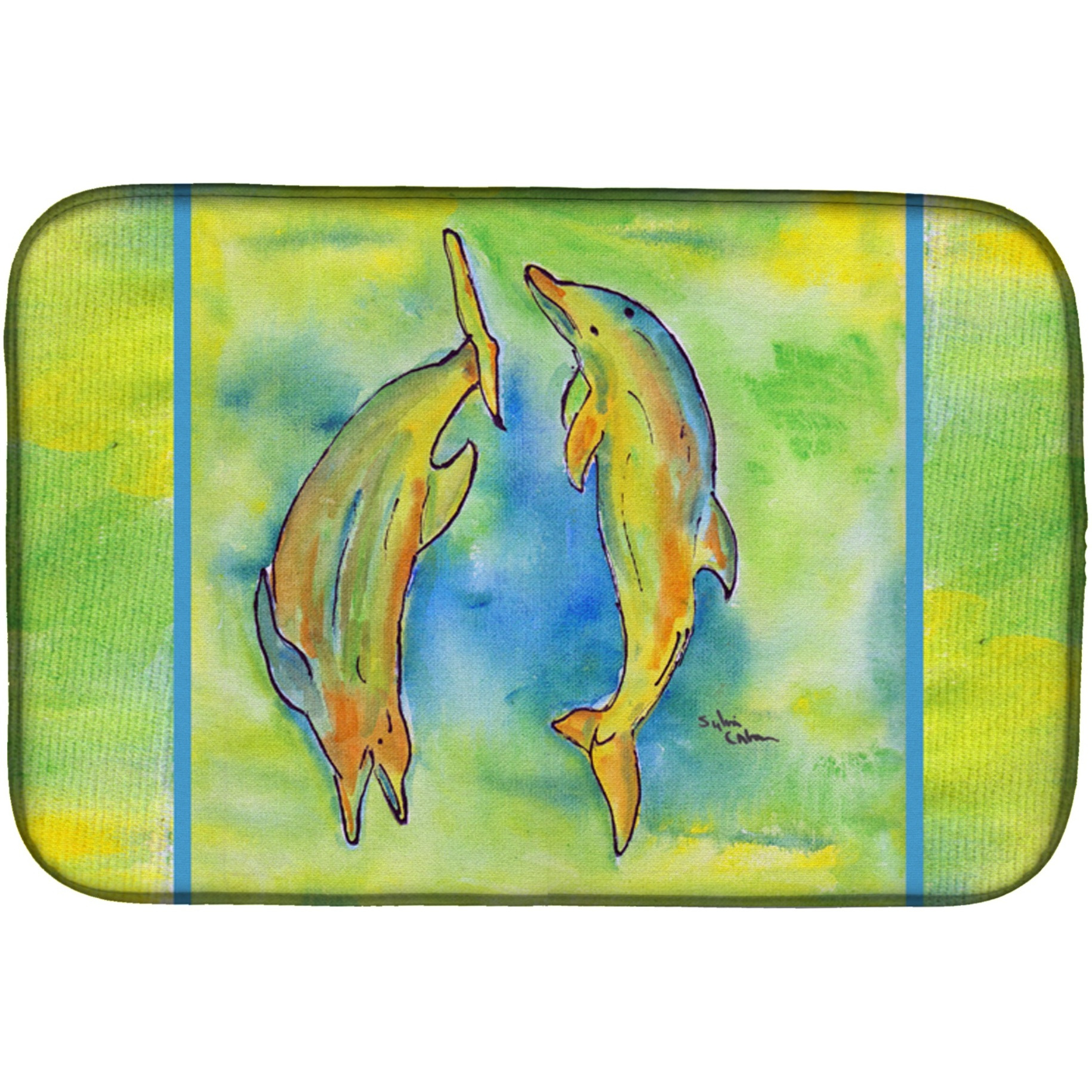 &quotCaroline's Treasures Dolphin Dish Drying Mat, 14 x 21, Multicolor"
