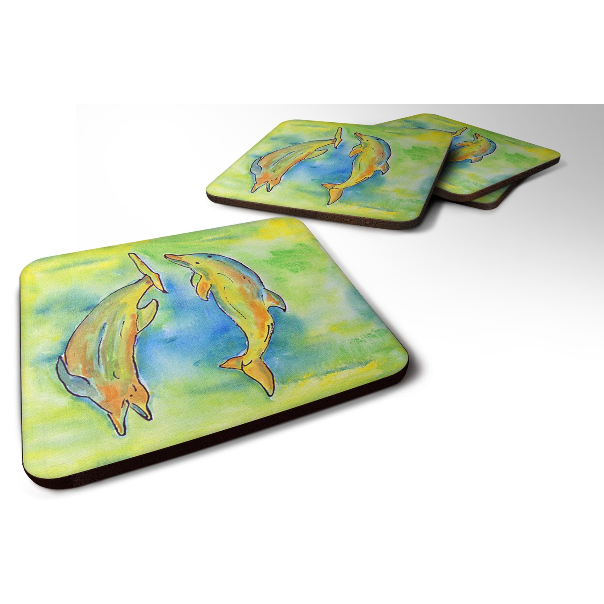 &quotCaroline's Treasures 8380FC Dolphin Foam Coasters (Set of 4), 3.5"" H x 3.5"" W, Multicolor"
